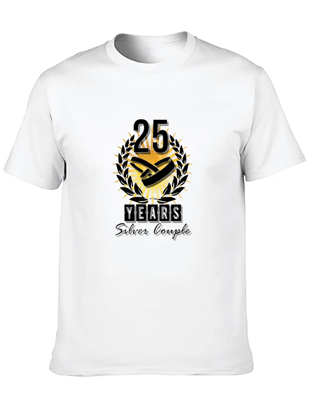 25 Years - Silver Couple! Unisex Short Sleeve Soft Cotton T-Shirt – Casual Everyday Wear