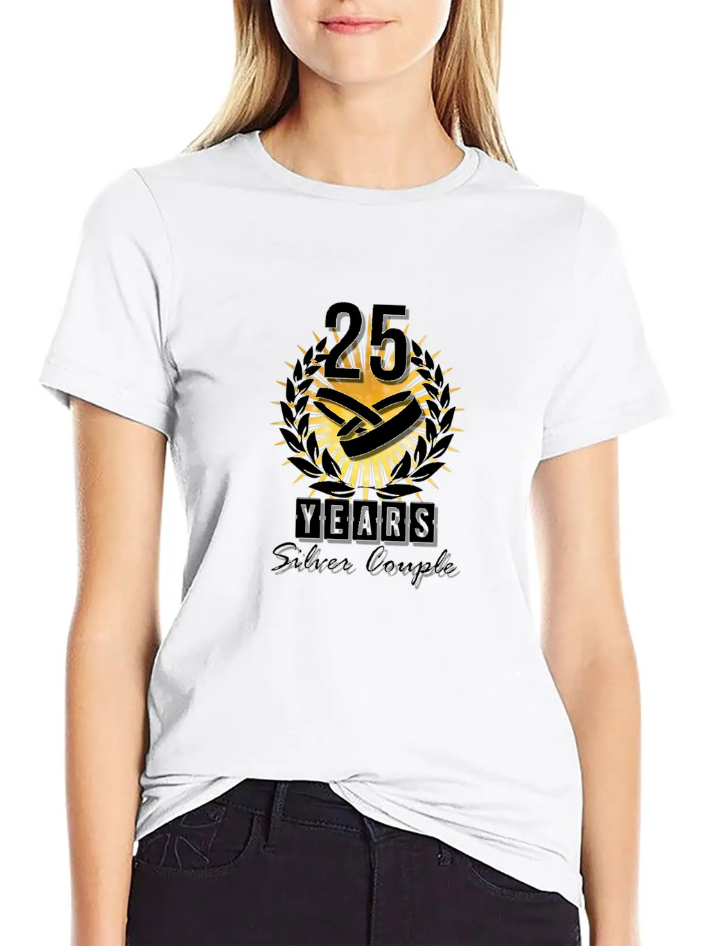 25 Years - Silver Couple! Unisex Short Sleeve Soft Cotton T-Shirt – Casual Everyday Wear