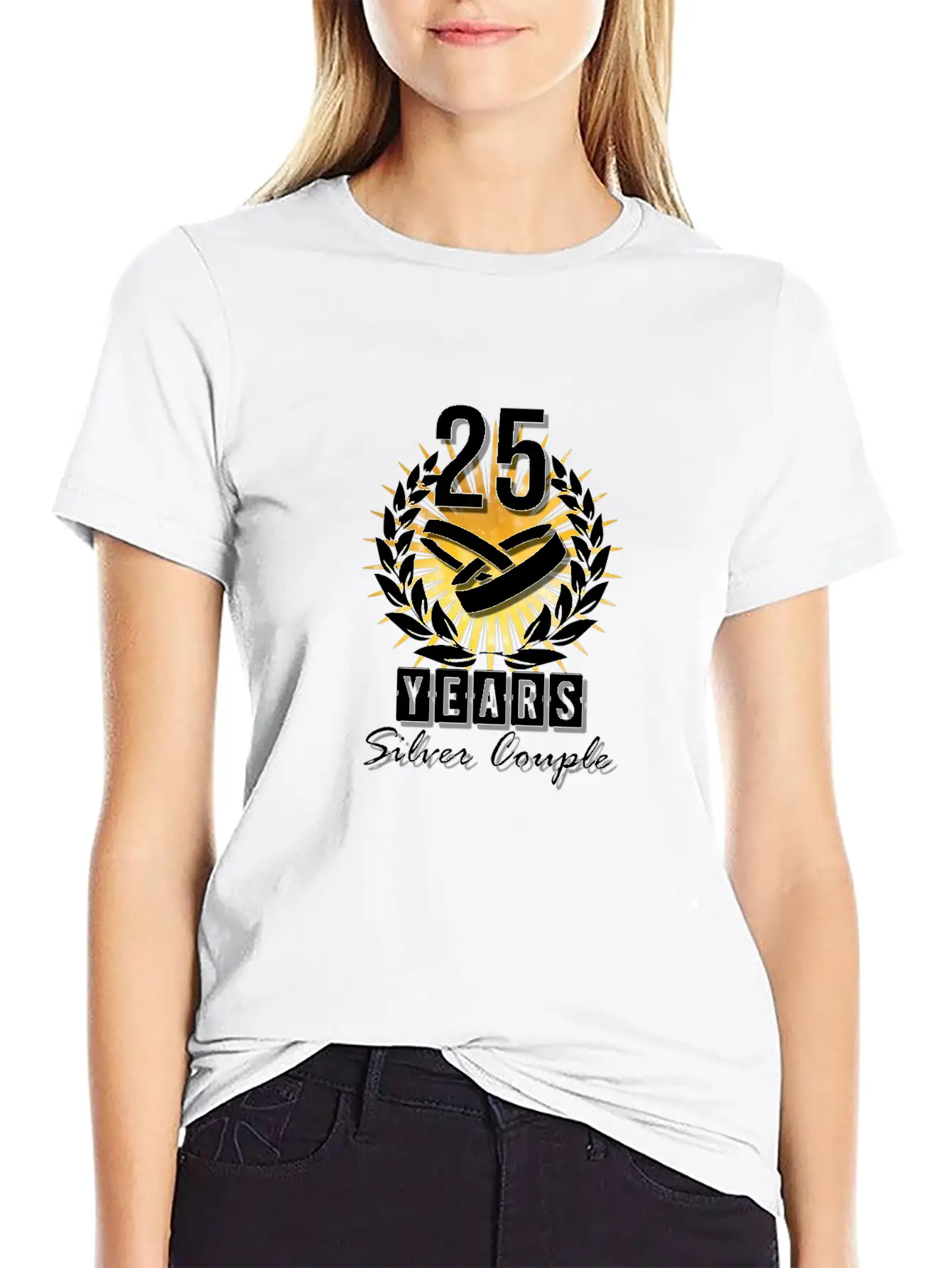 25 Years - Silver Couple! Unisex Short Sleeve Soft Cotton T-Shirt – Casual Everyday Wear
