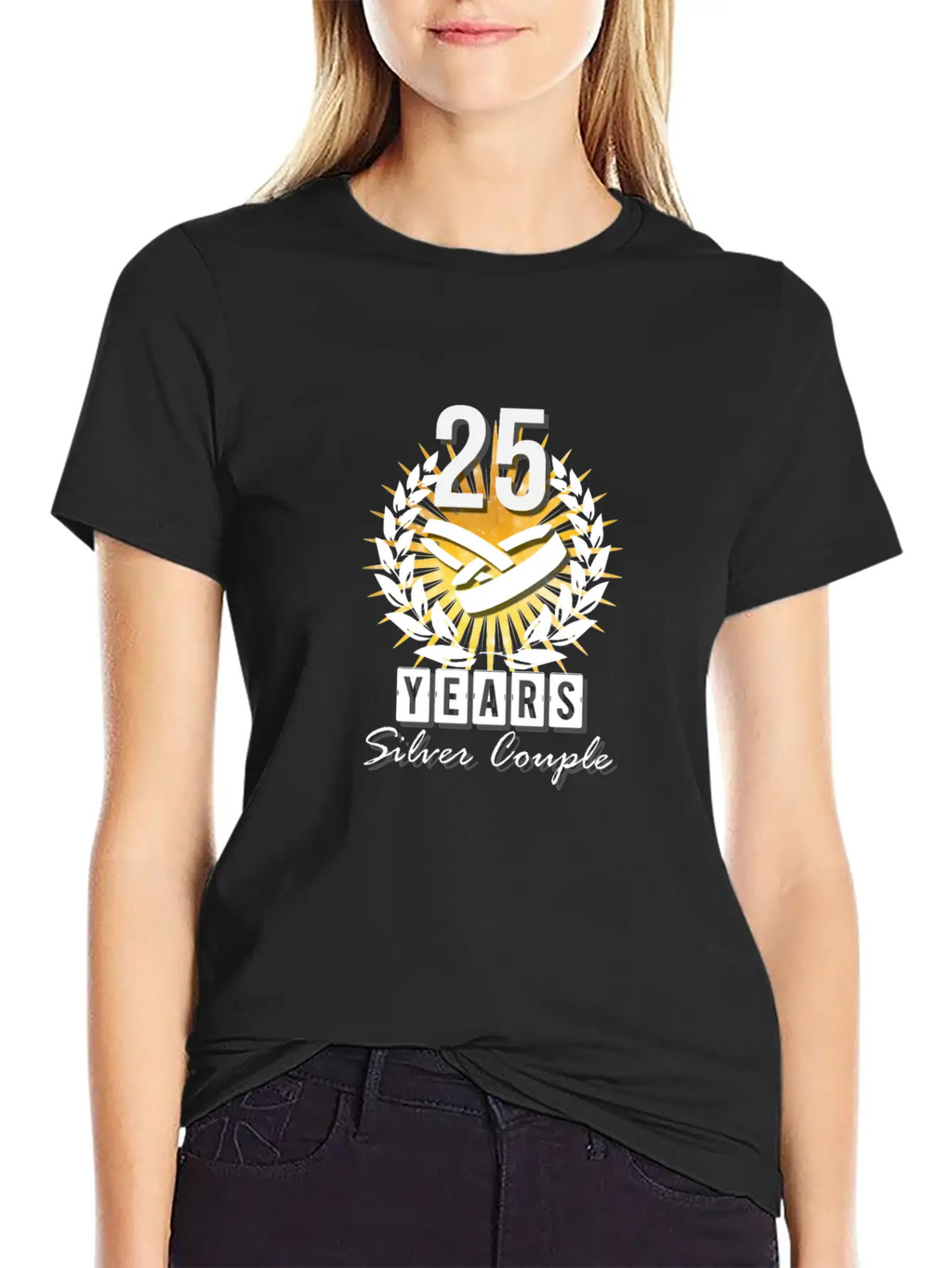 25 Years - Silver Couple! Unisex Short Sleeve Soft Cotton T-Shirt – Casual Everyday Wear