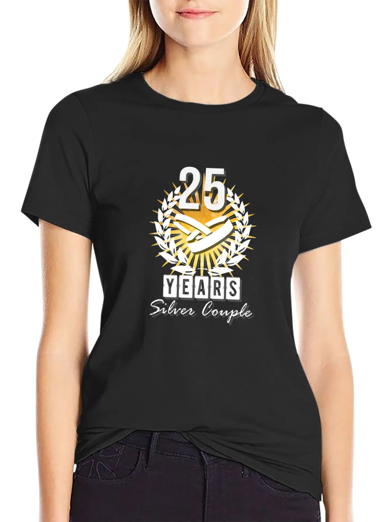 25 Years - Silver Couple! Unisex Short Sleeve Soft Cotton T-Shirt – Casual Everyday Wear