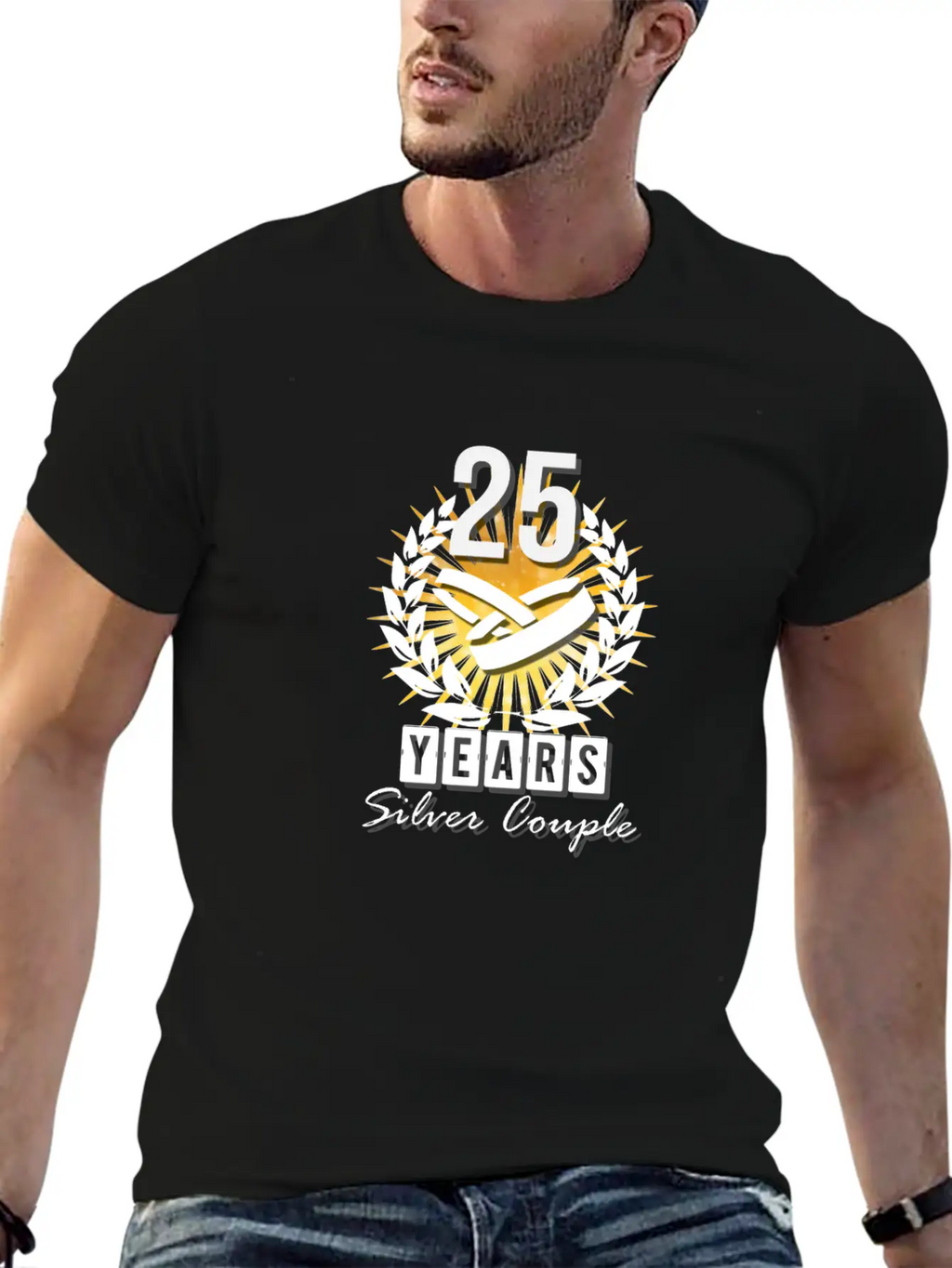 25 Years - Silver Couple! Unisex Short Sleeve Soft Cotton T-Shirt – Casual Everyday Wear