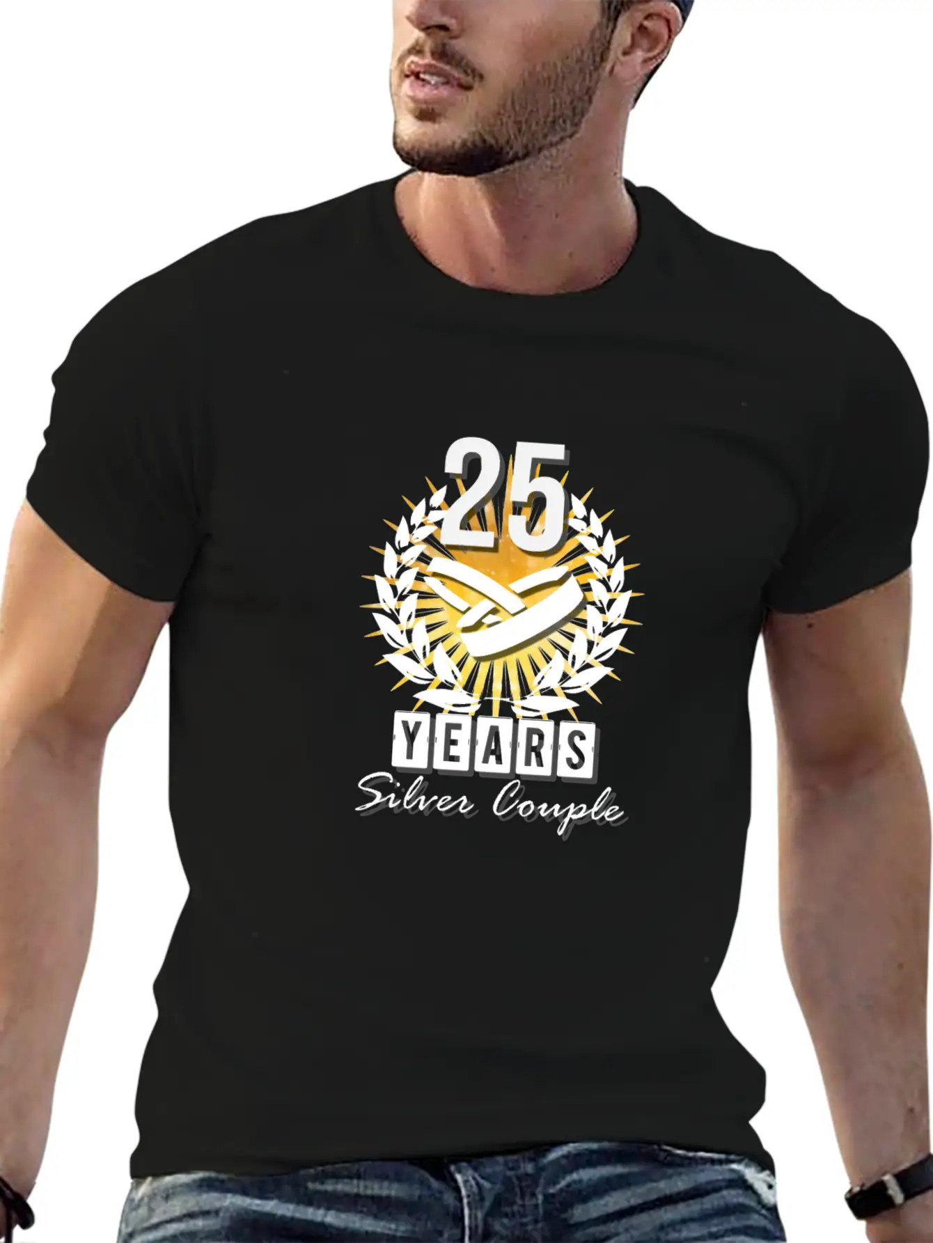 25 Years - Silver Couple! Unisex Short Sleeve Soft Cotton T-Shirt – Casual Everyday Wear