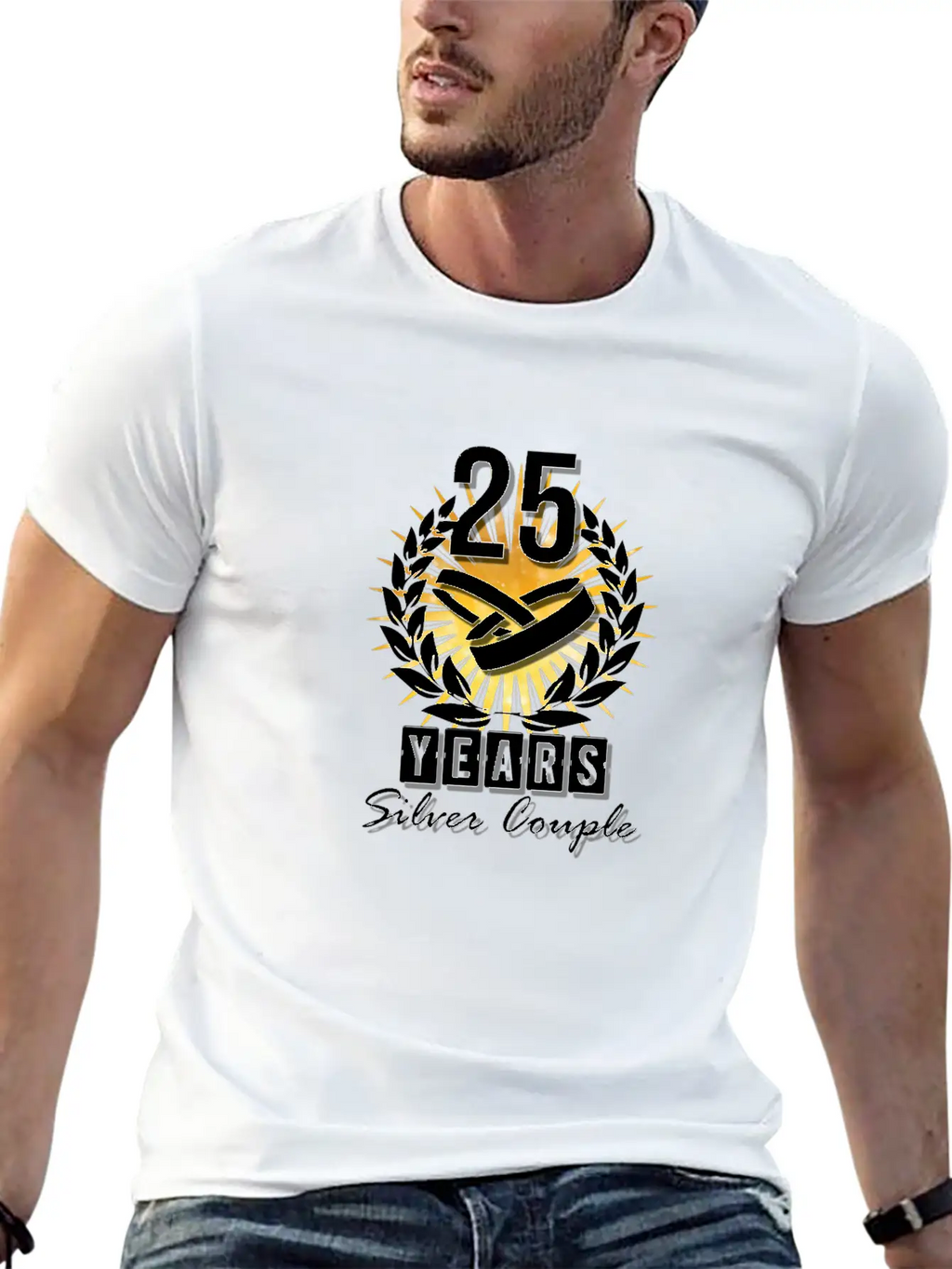 25 Years - Silver Couple! Unisex Short Sleeve Soft Cotton T-Shirt – Casual Everyday Wear