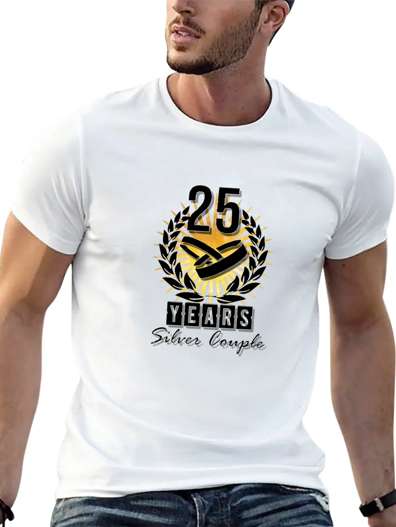 25 Years - Silver Couple! Unisex Short Sleeve Soft Cotton T-Shirt – Casual Everyday Wear