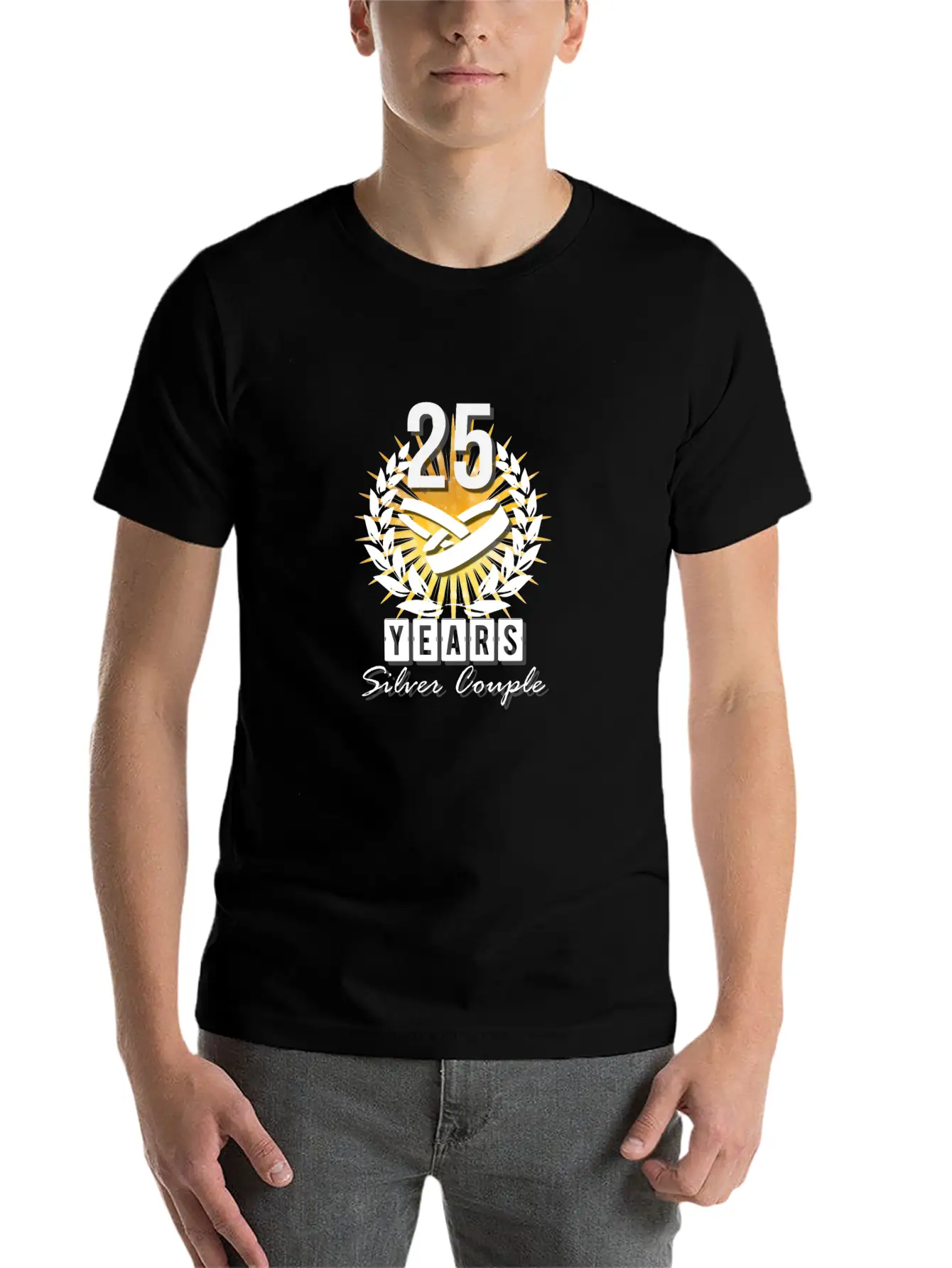 25 Years - Silver Couple! Unisex Short Sleeve Soft Cotton T-Shirt – Casual Everyday Wear
