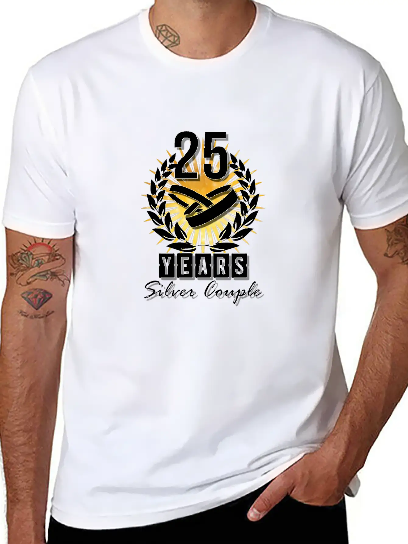 25 Years - Silver Couple! Unisex Short Sleeve Soft Cotton T-Shirt – Casual Everyday Wear