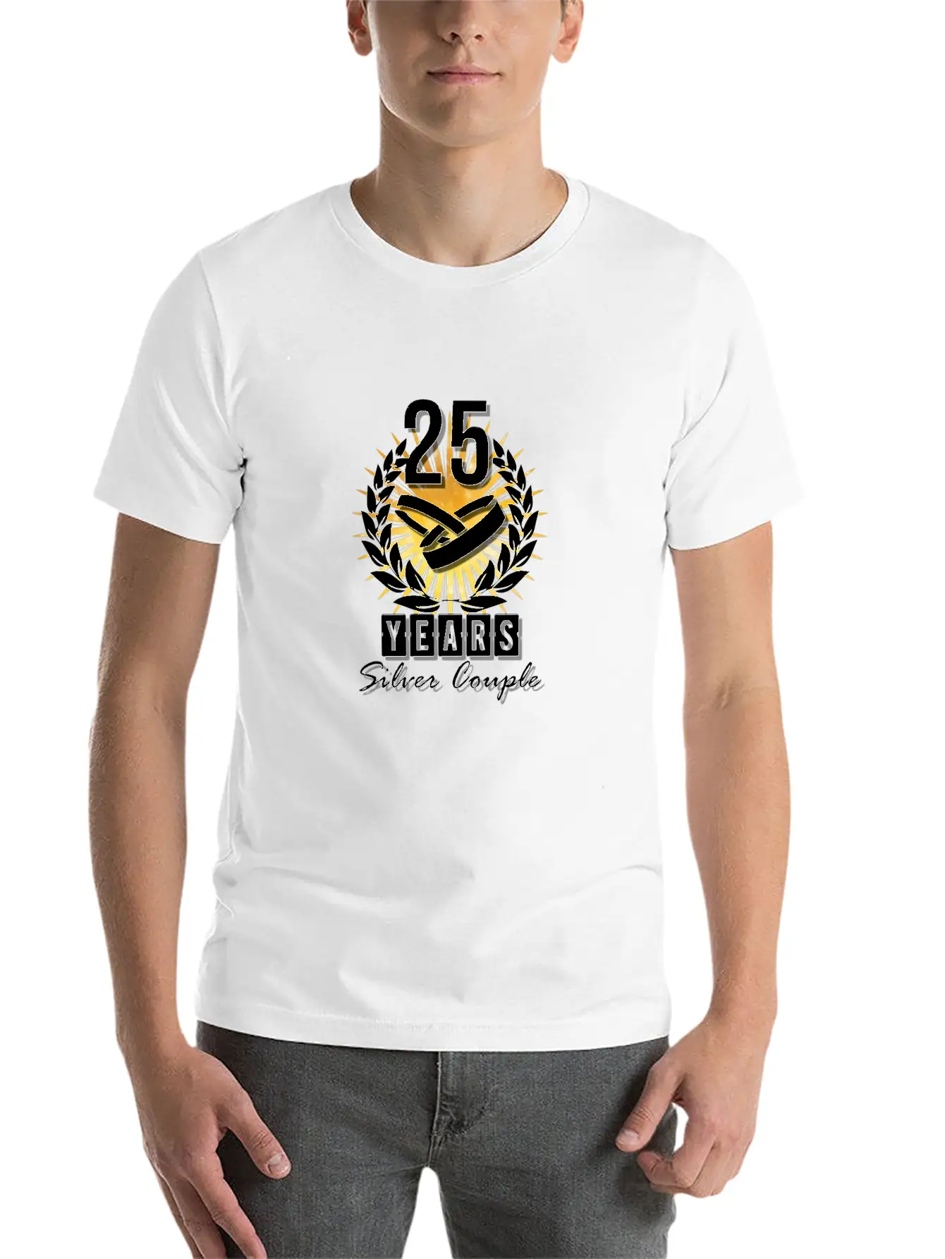 25 Years - Silver Couple! Unisex Short Sleeve Soft Cotton T-Shirt – Casual Everyday Wear