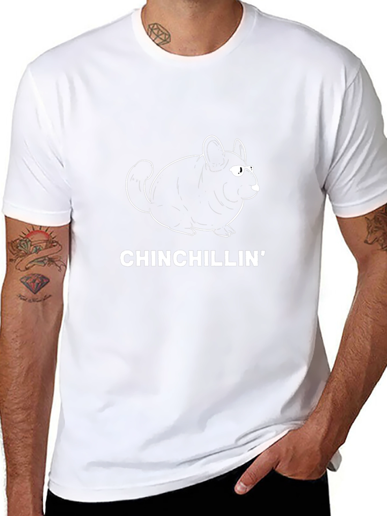 Chinchillin Graphic T-Shirt - Black Casual Tee