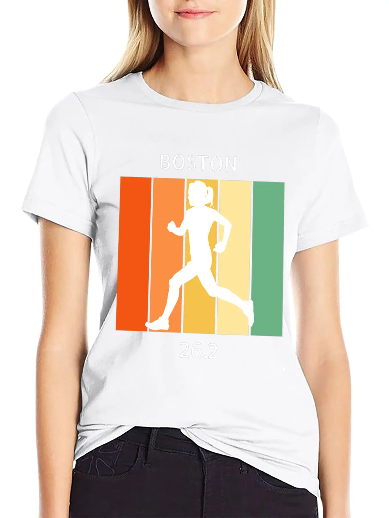 26.2: Boston Marathon - Female Casual Graphic T-Shirt – Simple And Comfortable Daily Wear