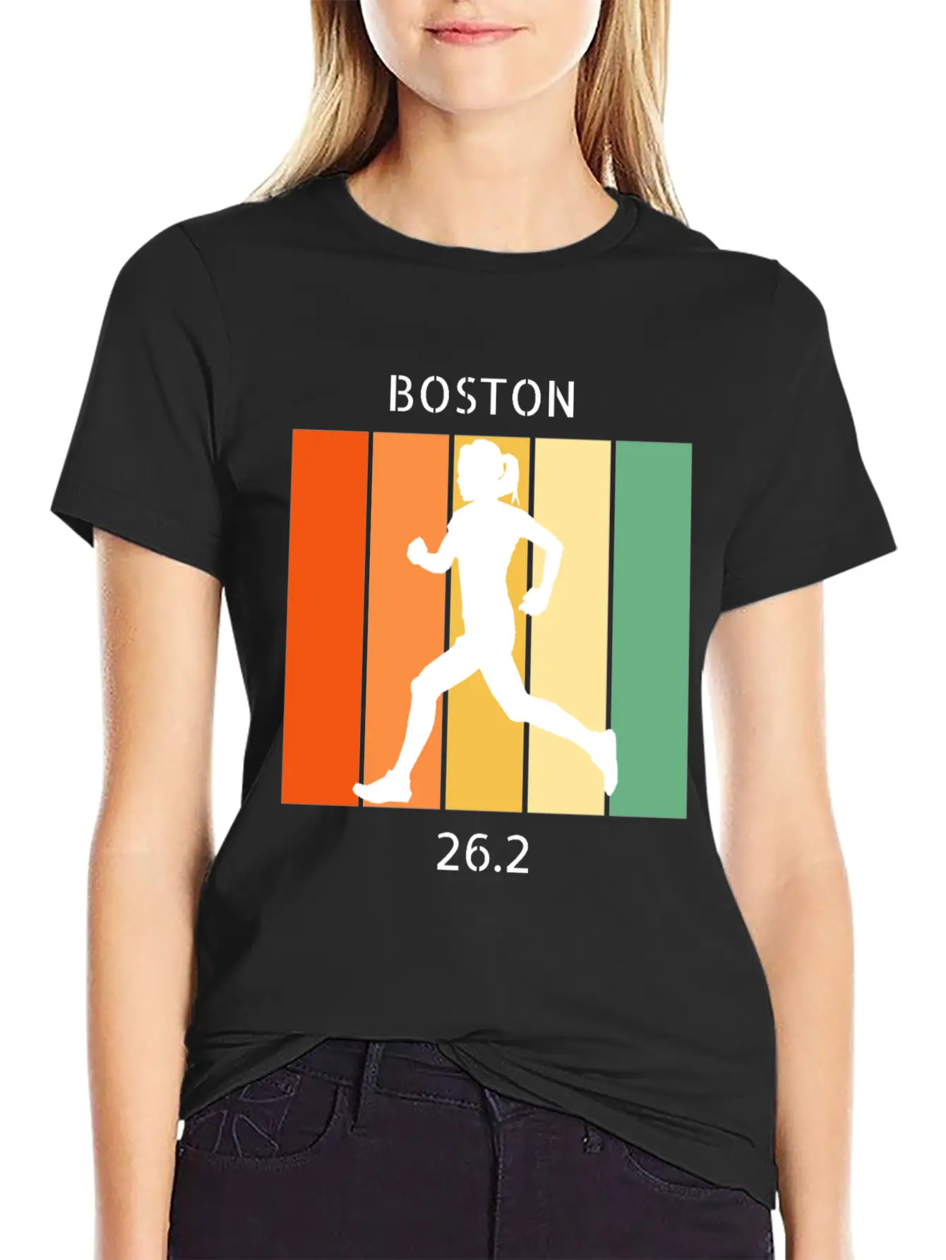 26.2: Boston Marathon - Female Casual Graphic T-Shirt – Simple And Comfortable Daily Wear