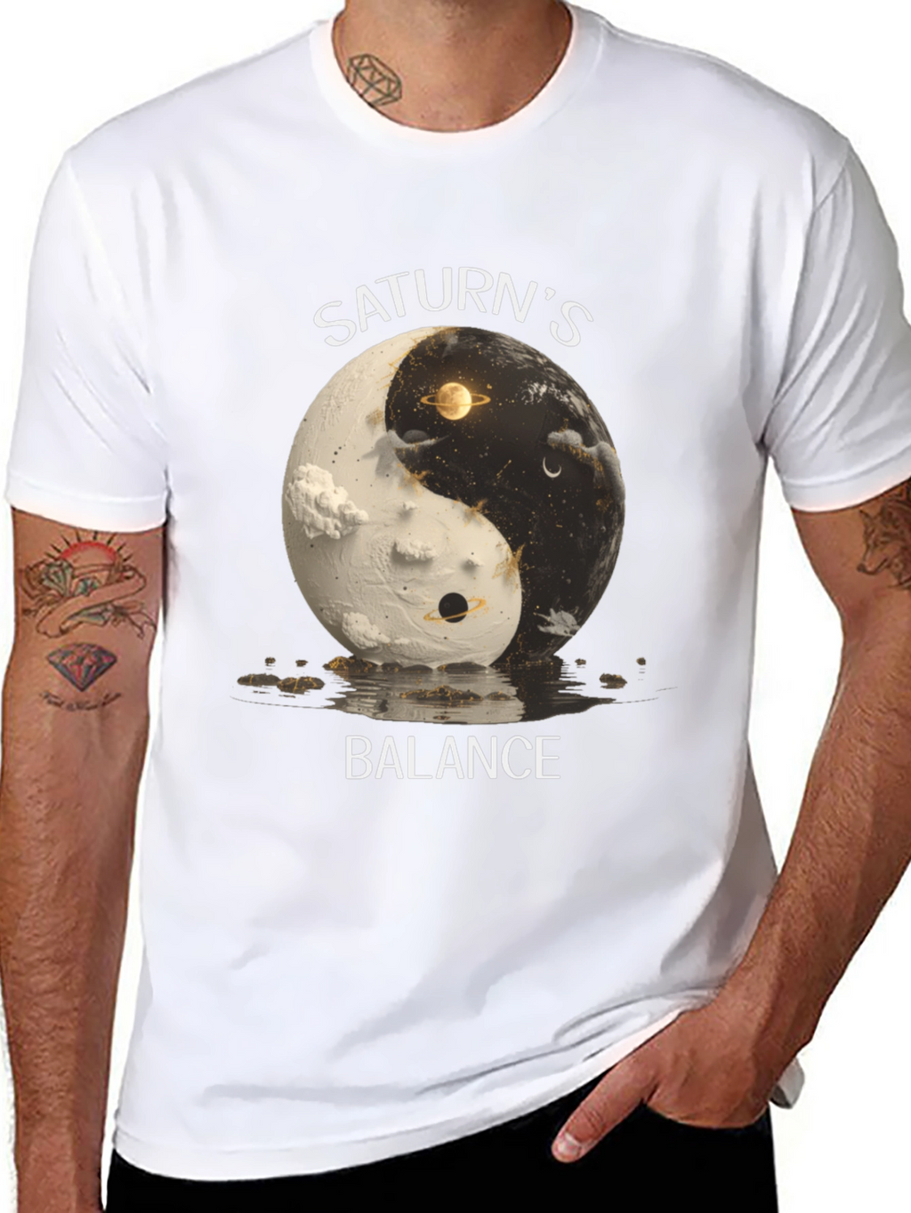 Saturns Balance Graphic T-Shirt - Yin Yang Design