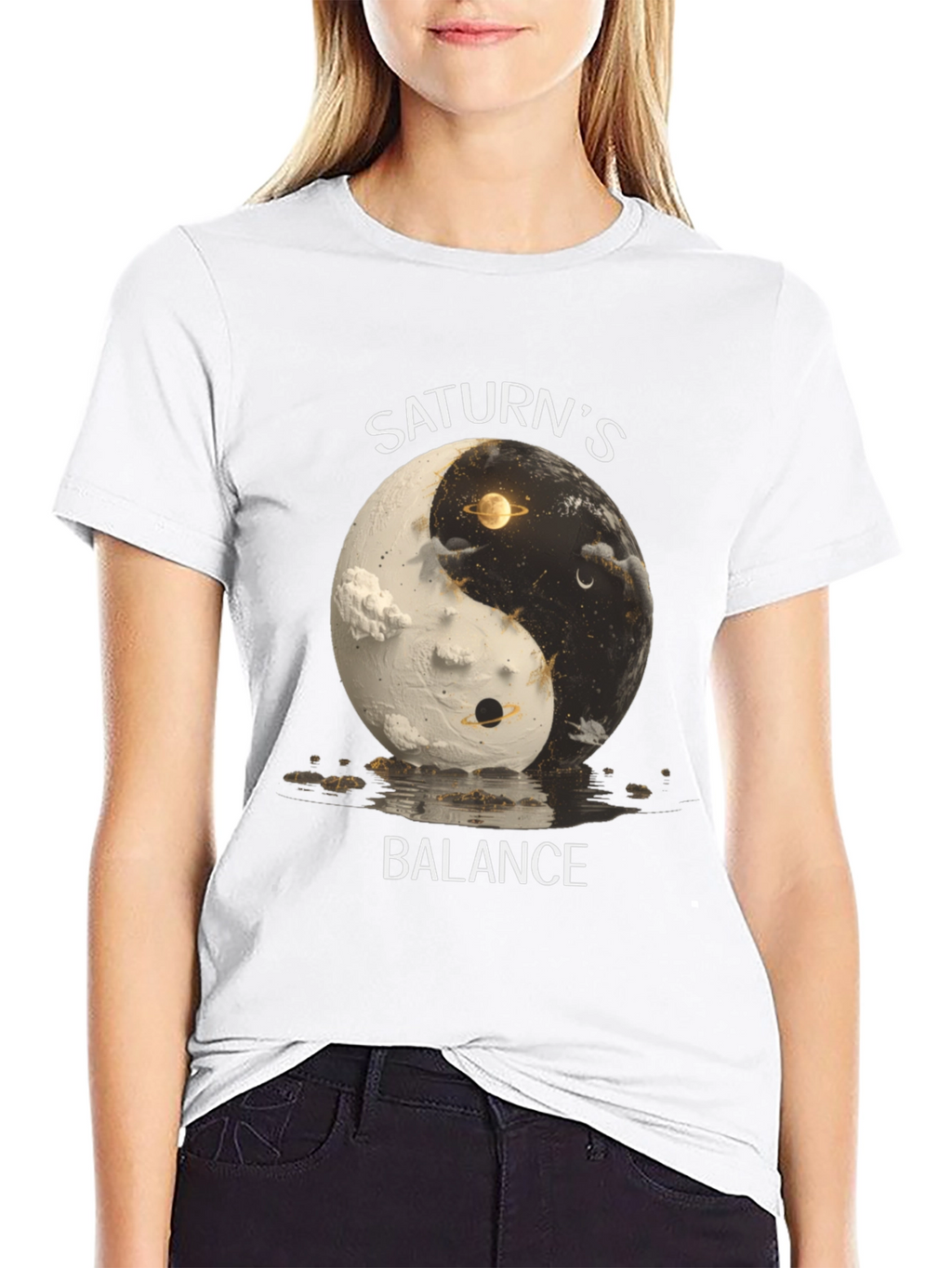 Saturns Balance Graphic T-Shirt - Yin Yang Design