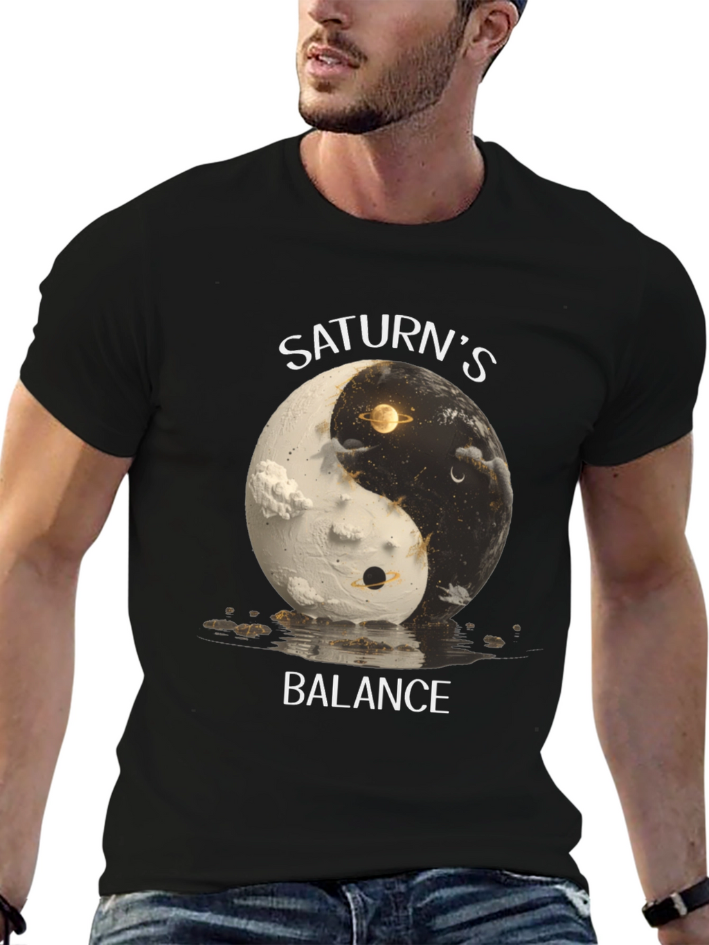 Saturns Balance Graphic T-Shirt - Yin Yang Design