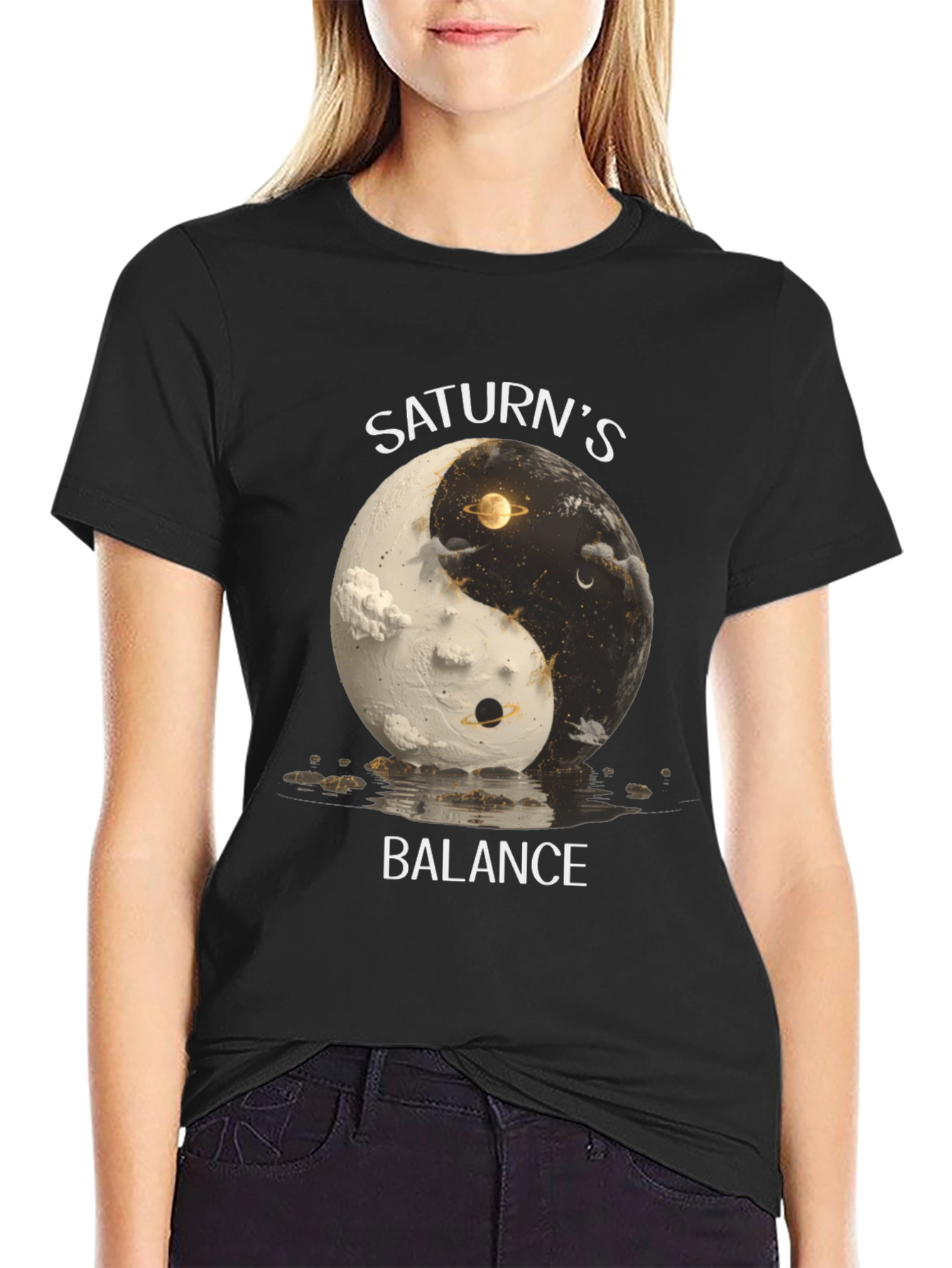 Saturns Balance Graphic T-Shirt - Yin Yang Design