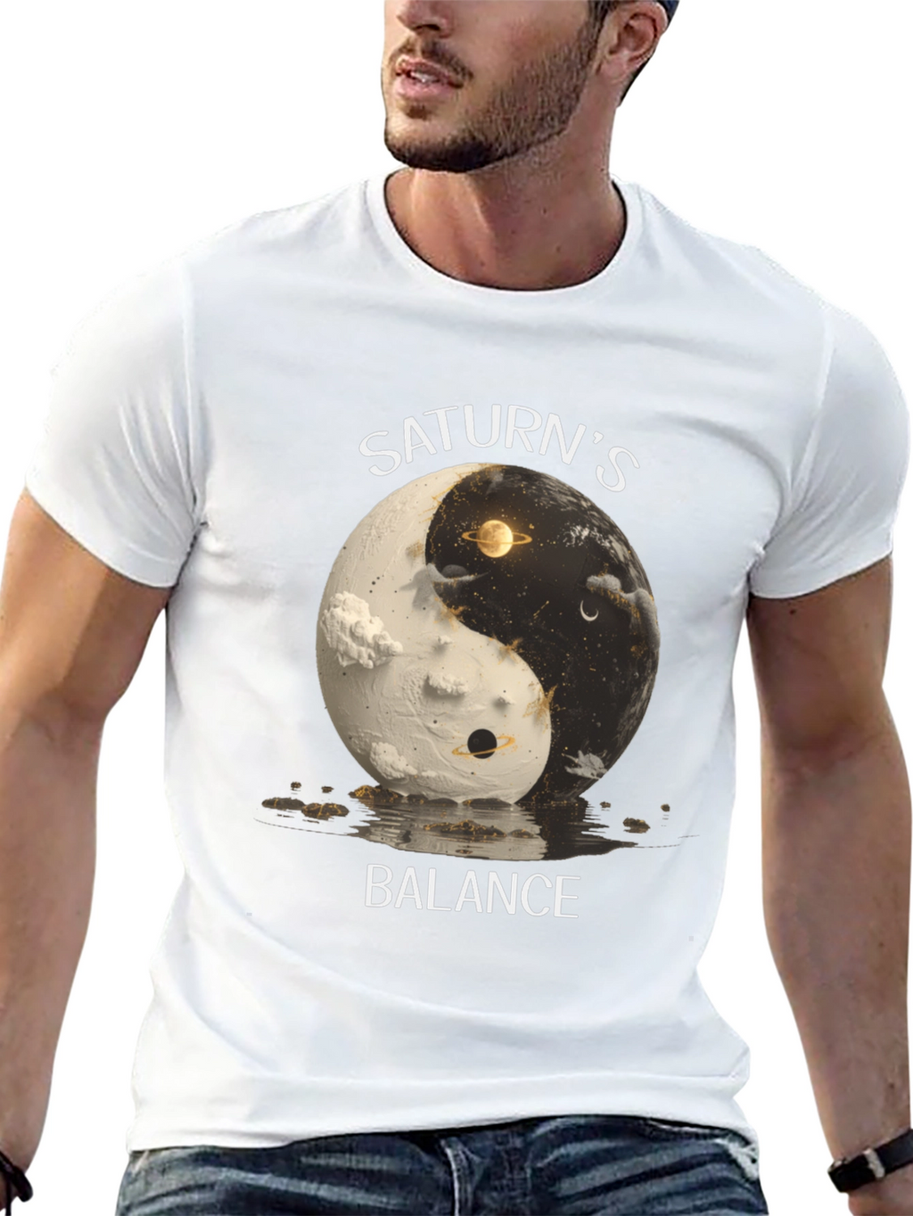 Saturns Balance Graphic T-Shirt - Yin Yang Design
