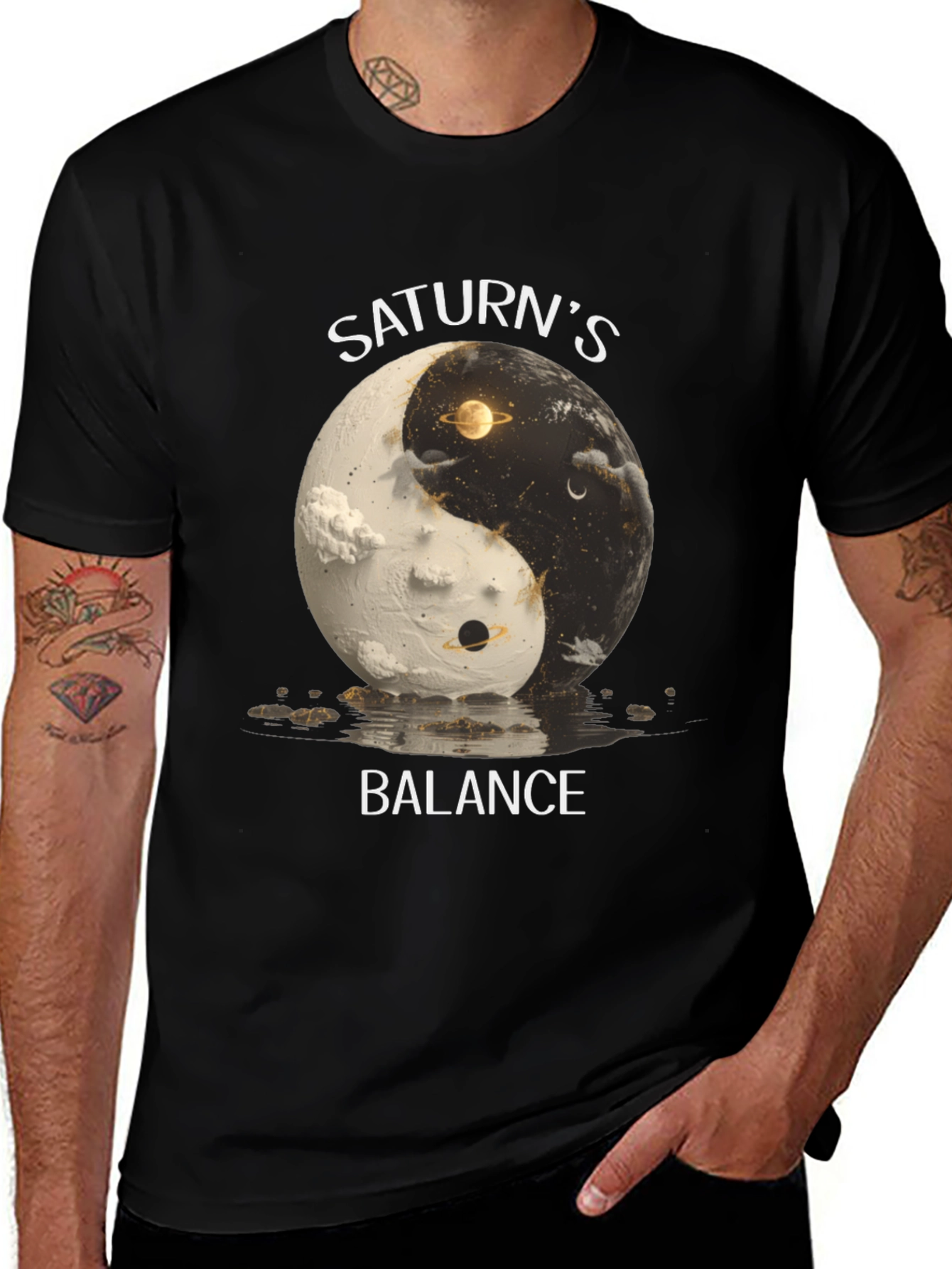 Saturns Balance Graphic T-Shirt - Yin Yang Design