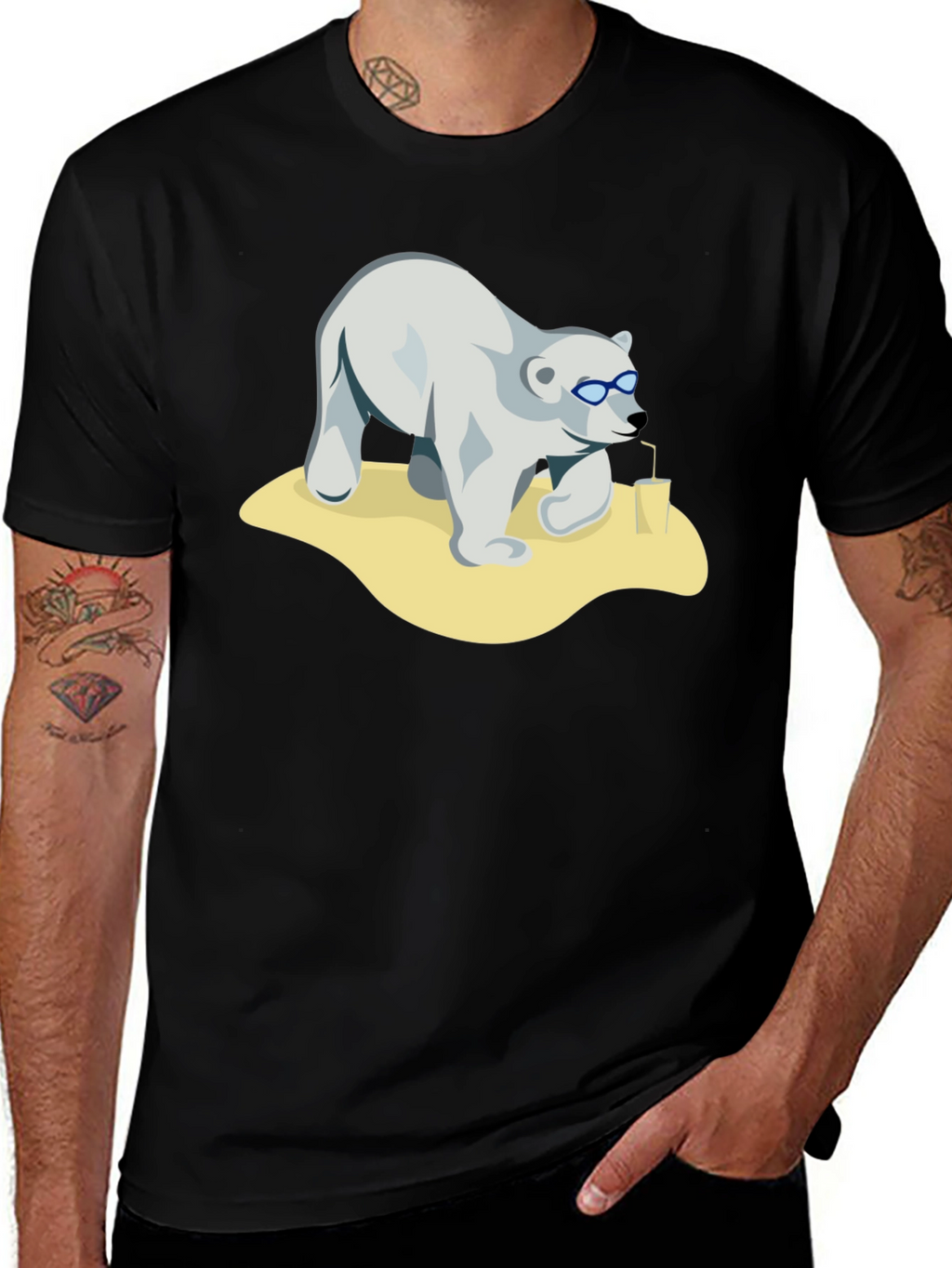 Cool Bear Tee - Black Cotton Graphic T-Shirt