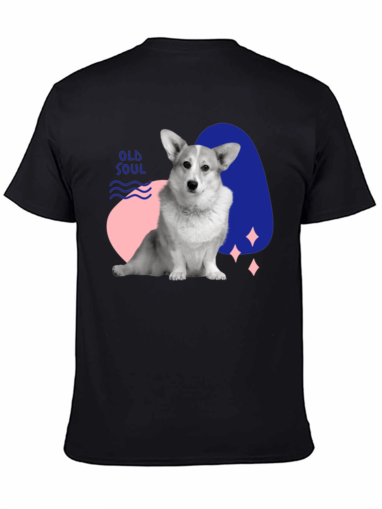 Old Soul Corgi Graphic Tee - Black Casual Shirt