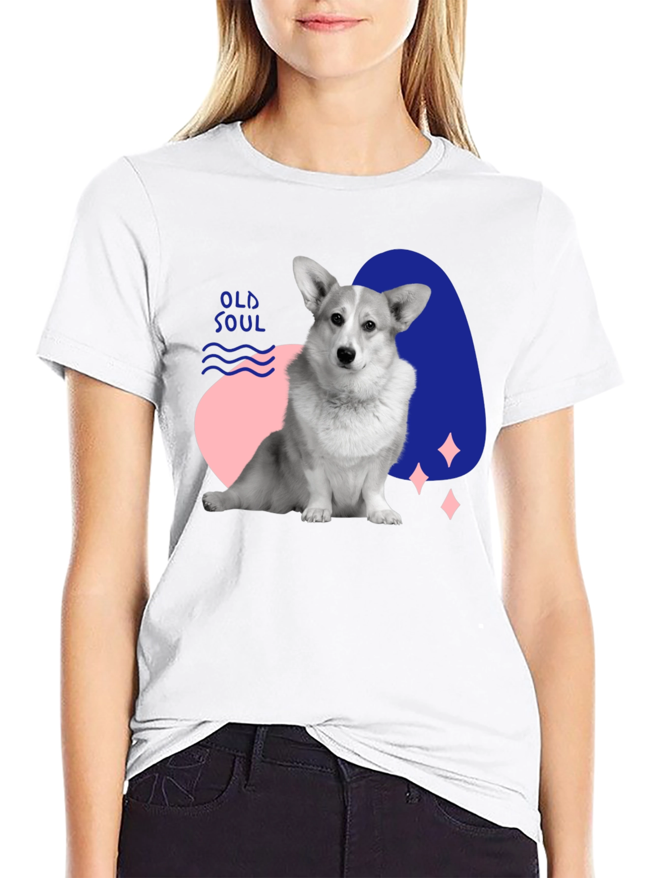 Old Soul Corgi Graphic Tee - Black Casual Shirt