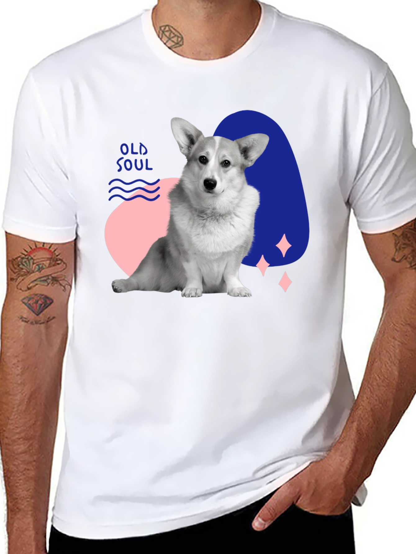 Old Soul Corgi Graphic Tee - Black Casual Shirt