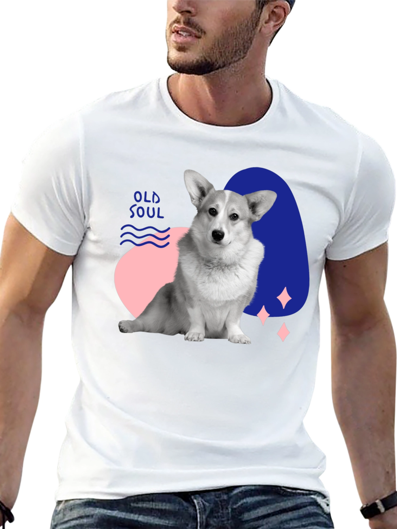Old Soul Corgi Graphic Tee - Black Casual Shirt