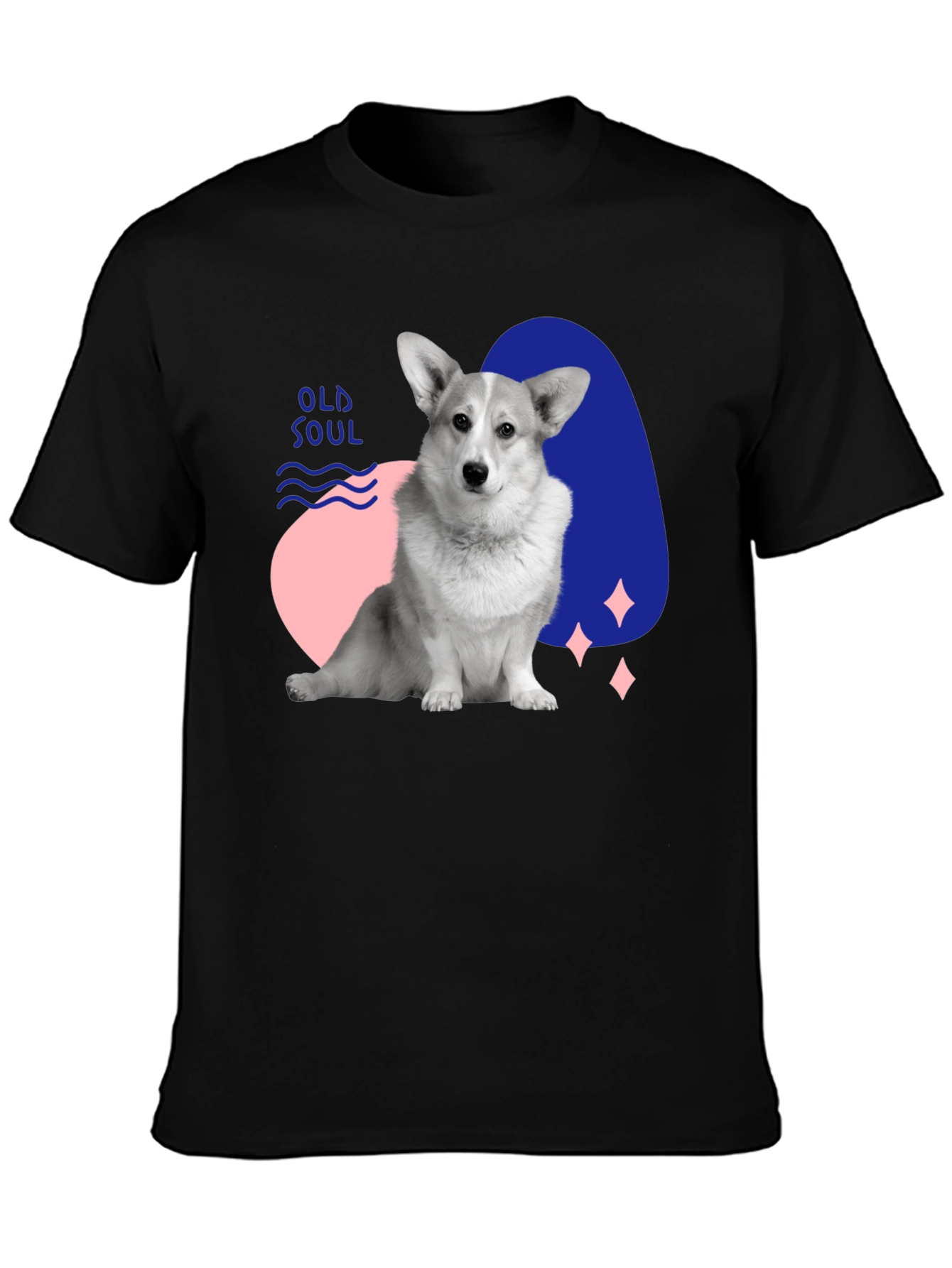 Old Soul Corgi Graphic Tee - Black Casual Shirt