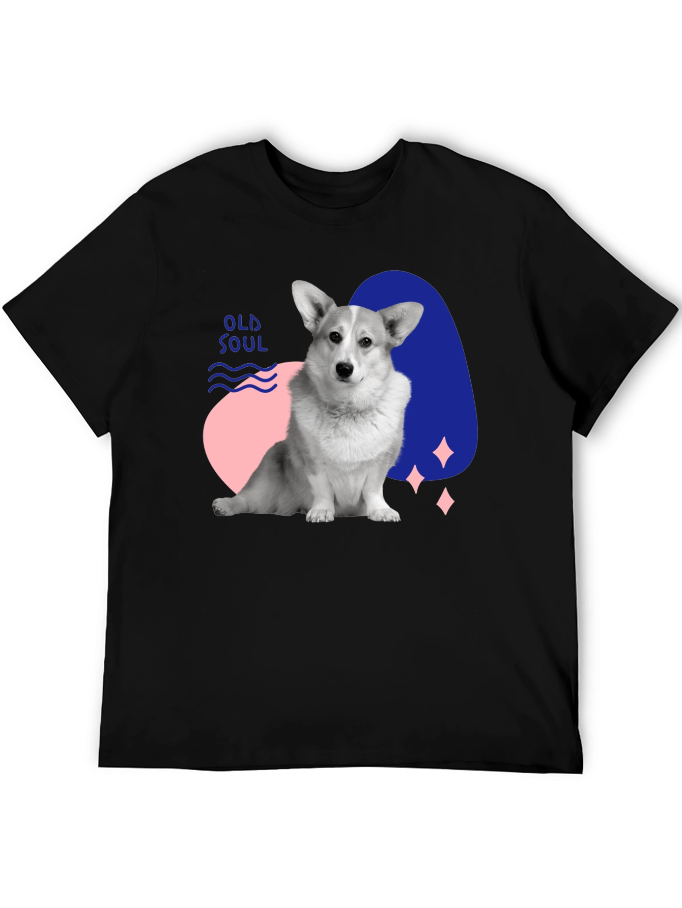 Old Soul Corgi Graphic Tee - Black Casual Shirt