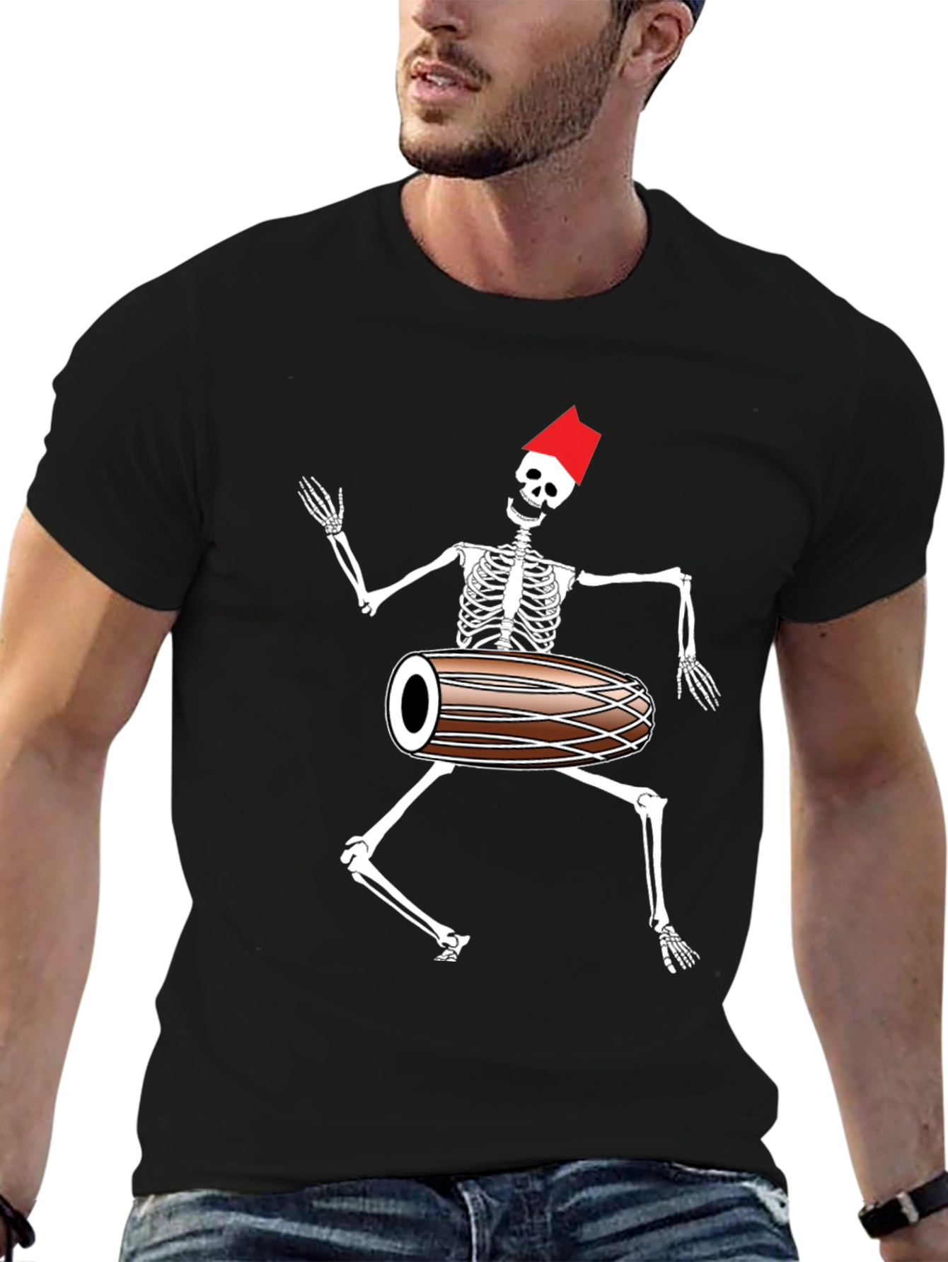 Skeleton Drummer Graphic T-Shirt
