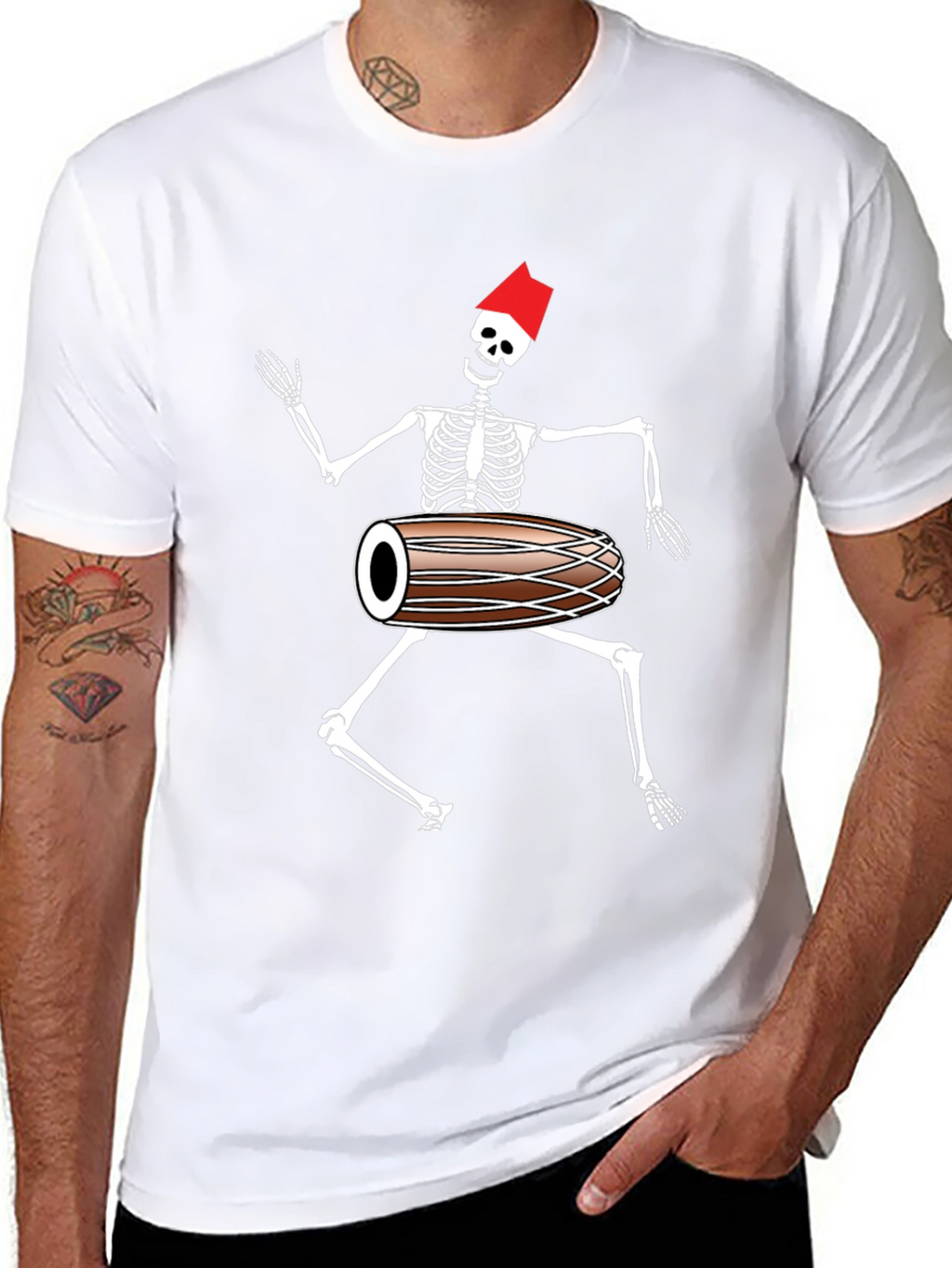 Skeleton Drummer Graphic T-Shirt