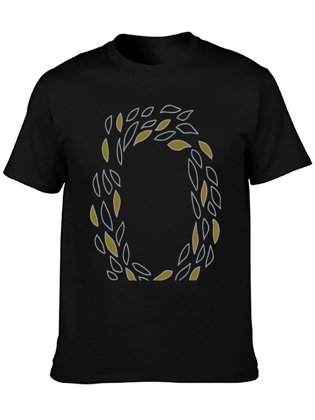 Leaf Wreath Graphic Tee - Stylish Mens Black T-Shirt
