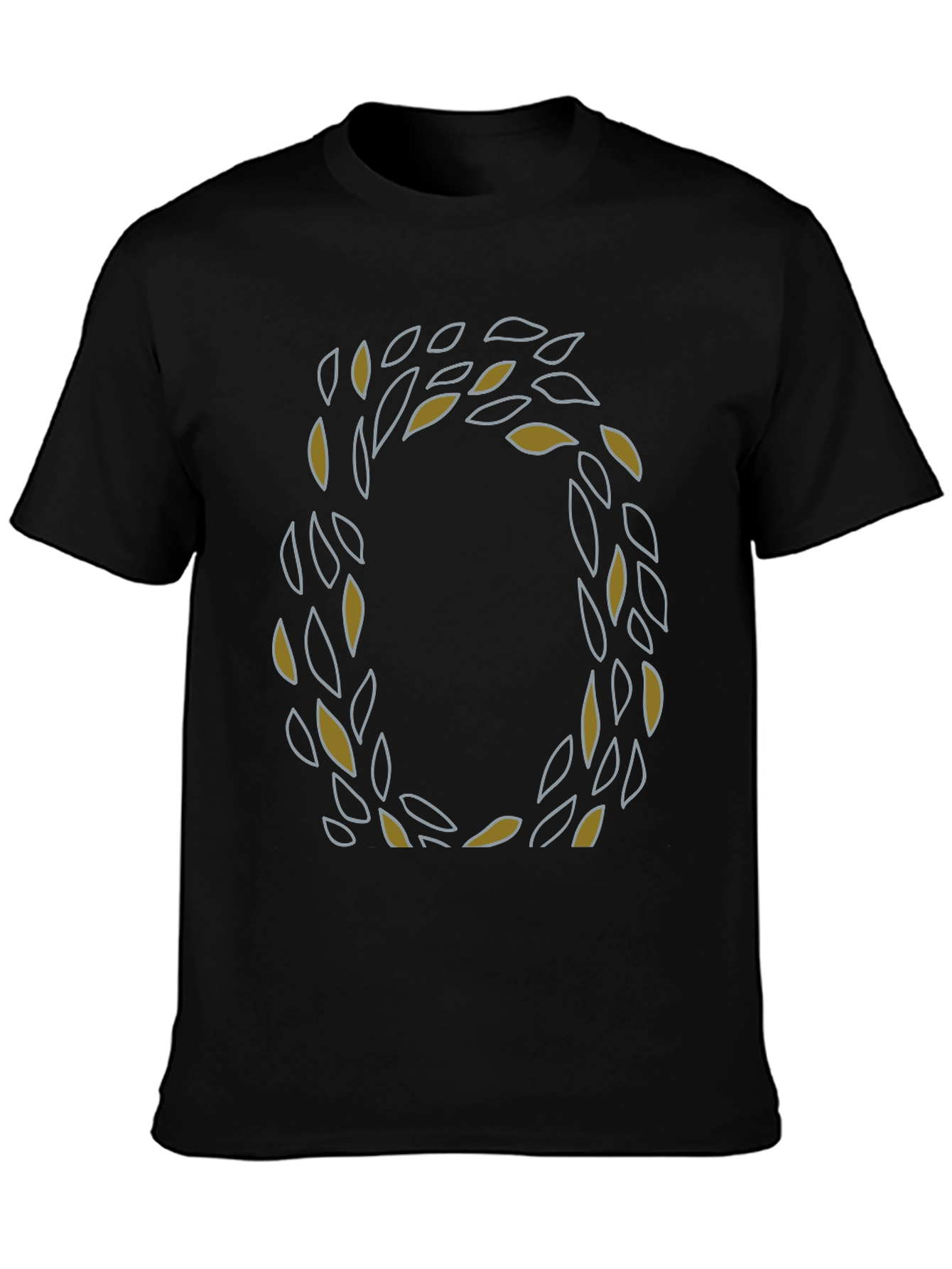 Leaf Wreath Graphic Tee - Stylish Mens Black T-Shirt