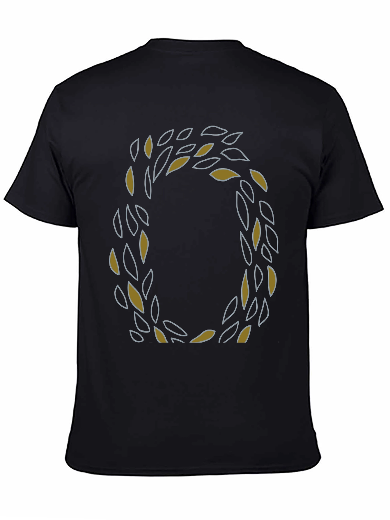 Leaf Wreath Graphic Tee - Stylish Mens Black T-Shirt