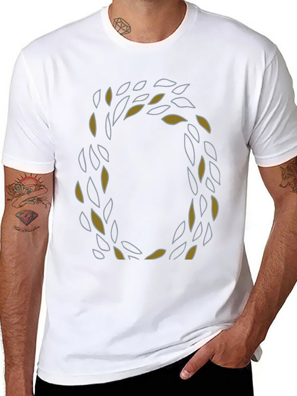 Leaf Wreath Graphic Tee - Stylish Mens Black T-Shirt
