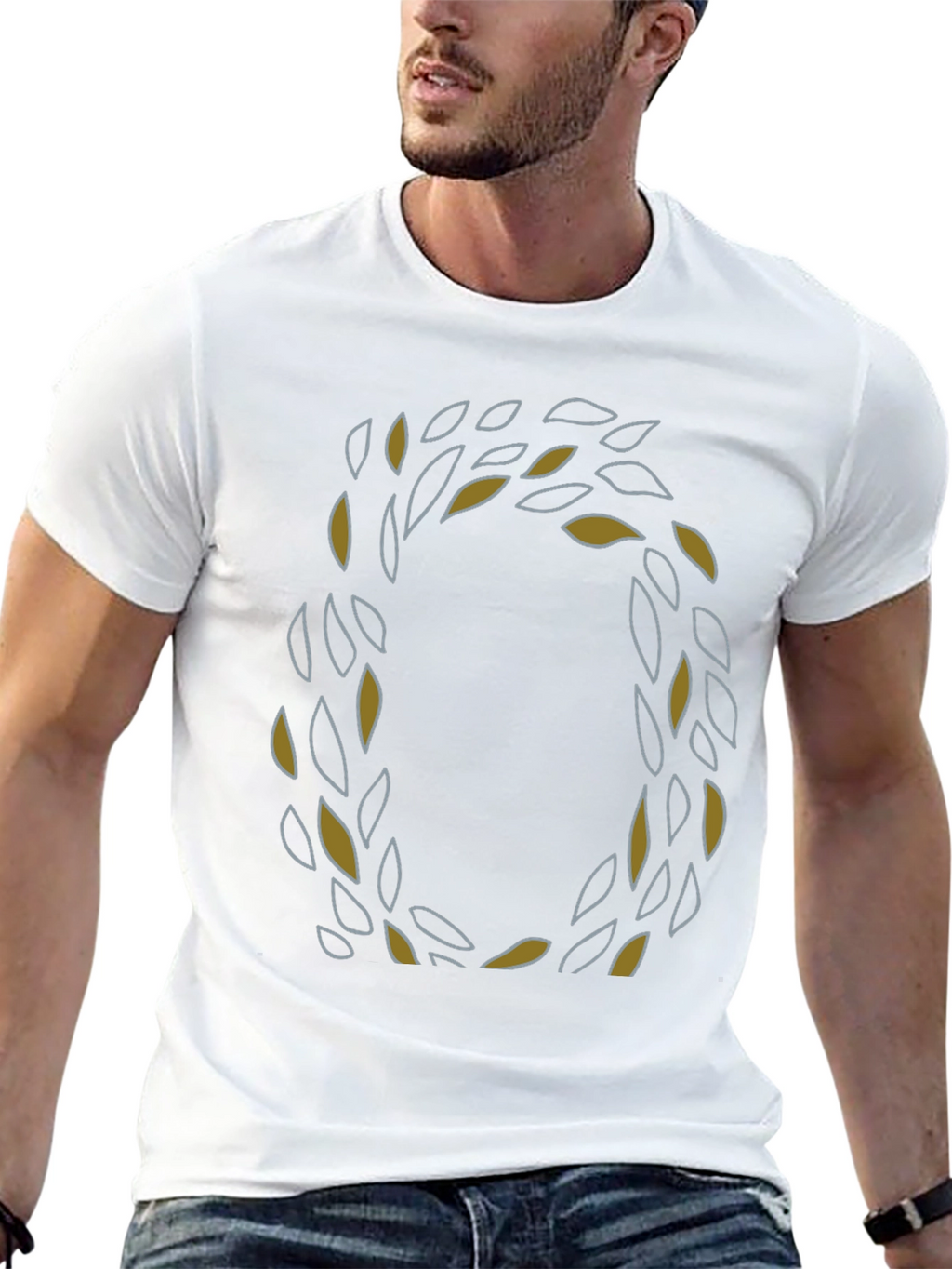 Leaf Wreath Graphic Tee - Stylish Mens Black T-Shirt