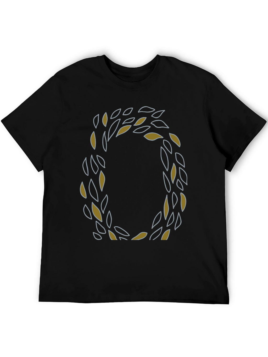 Leaf Wreath Graphic Tee - Stylish Mens Black T-Shirt