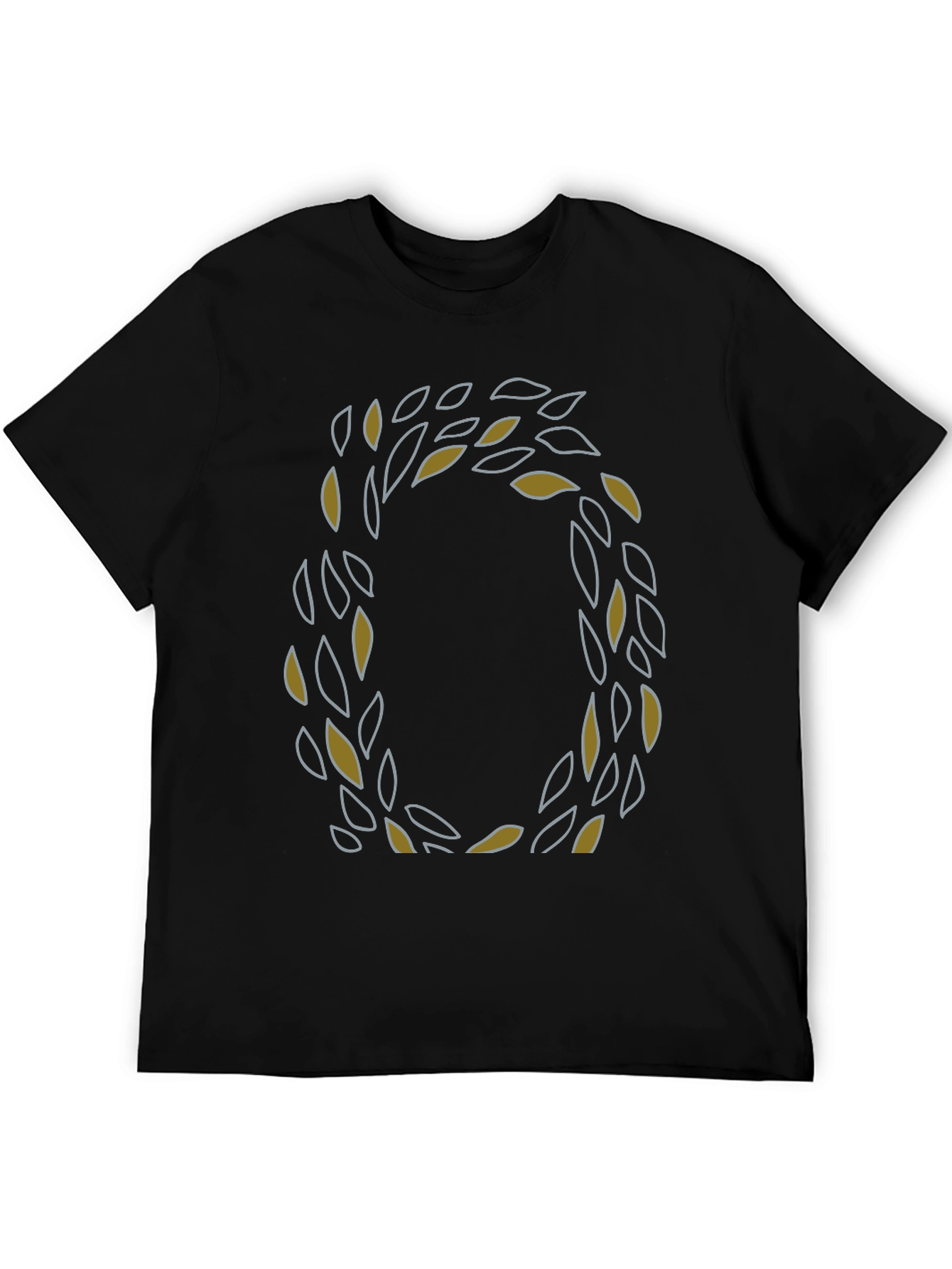 Leaf Wreath Graphic Tee - Stylish Mens Black T-Shirt