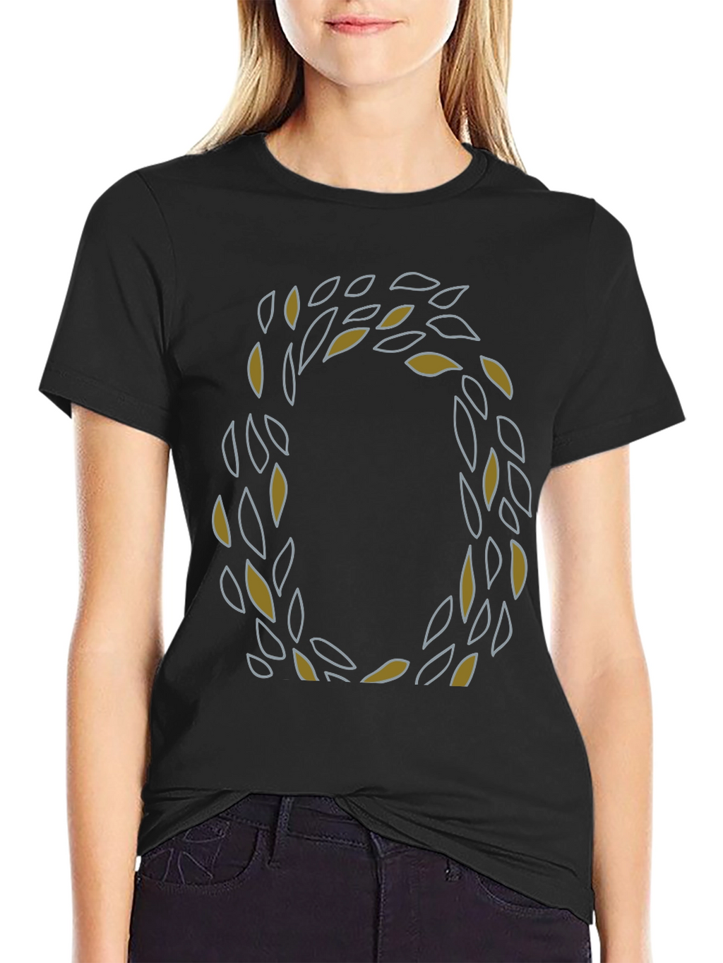 Leaf Wreath Graphic Tee - Stylish Mens Black T-Shirt