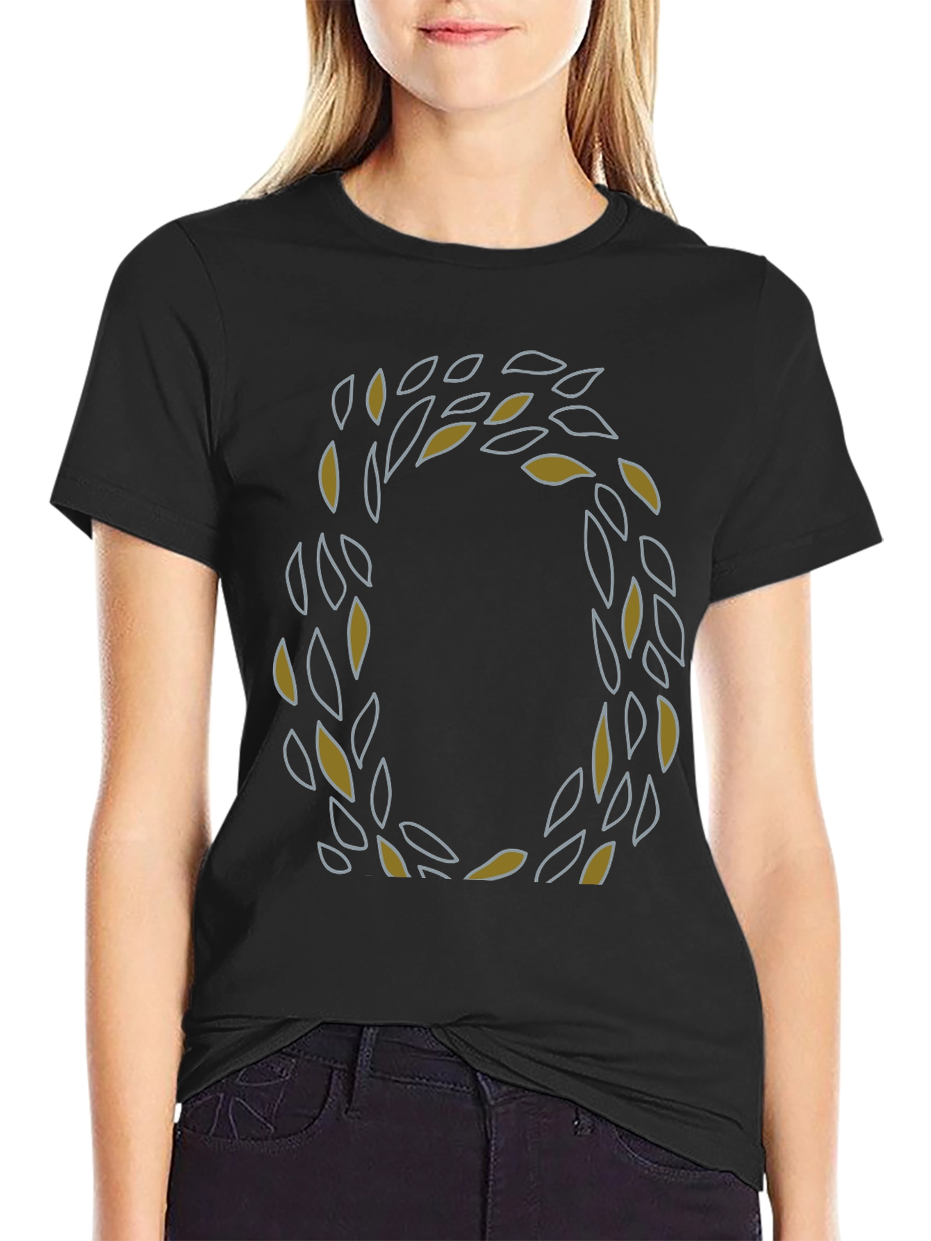 Leaf Wreath Graphic Tee - Stylish Mens Black T-Shirt