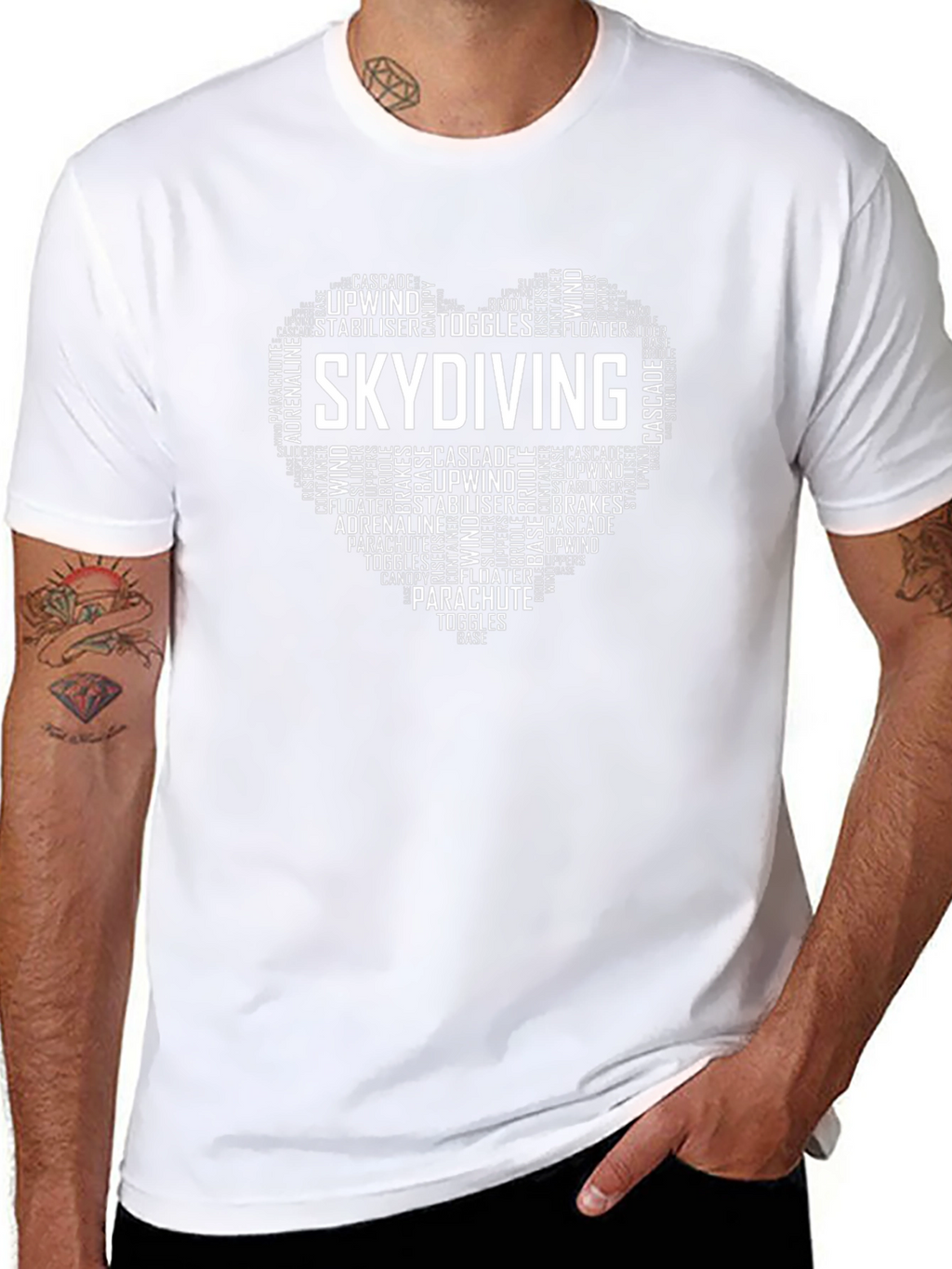 Skydiving Heart Word Art Graphic T-Shirt