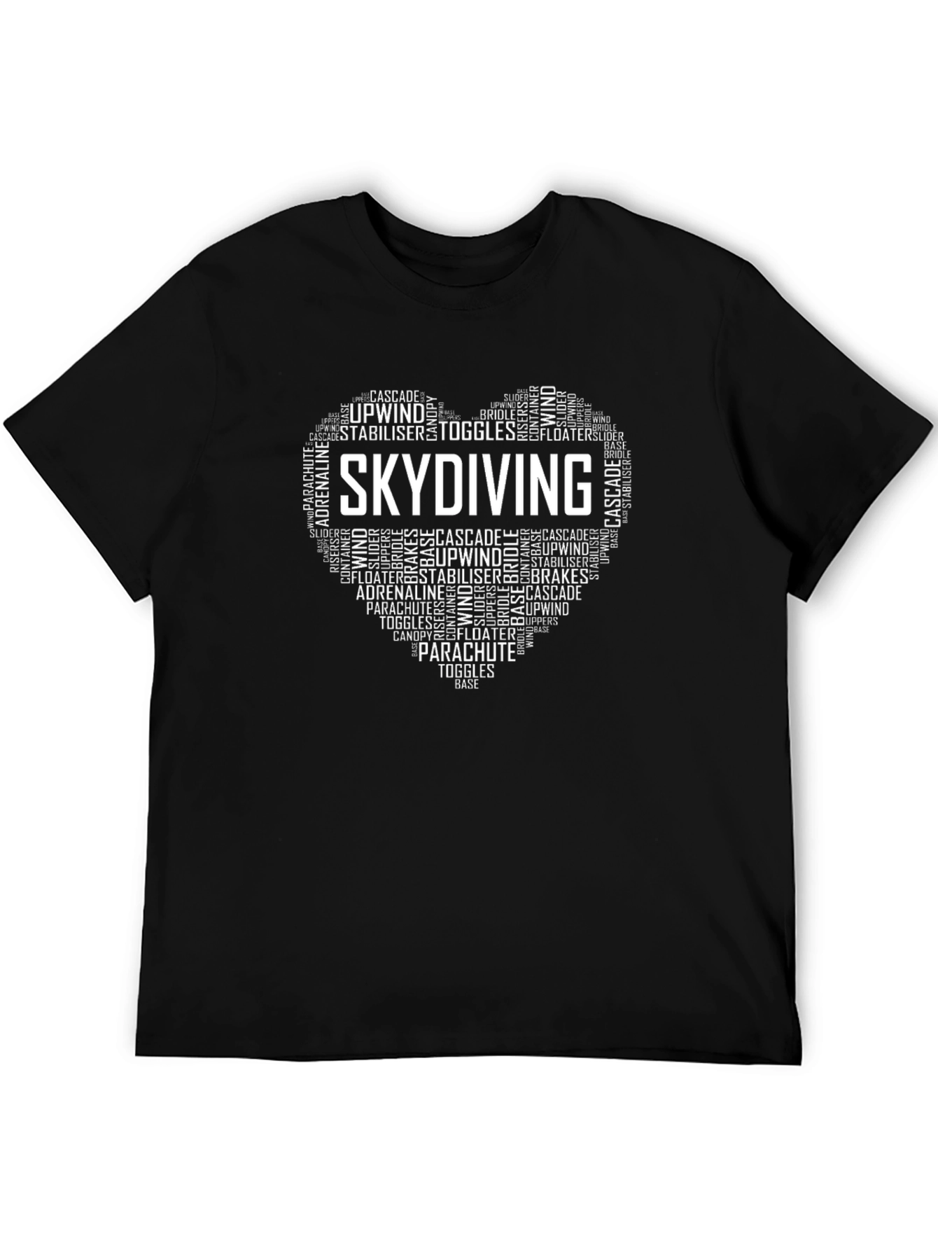 Skydiving Heart Word Art Graphic T-Shirt