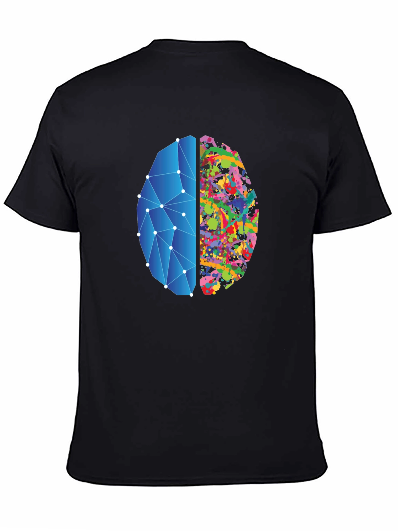 Brain Art Black T-Shirt - Left & Right Brain Design