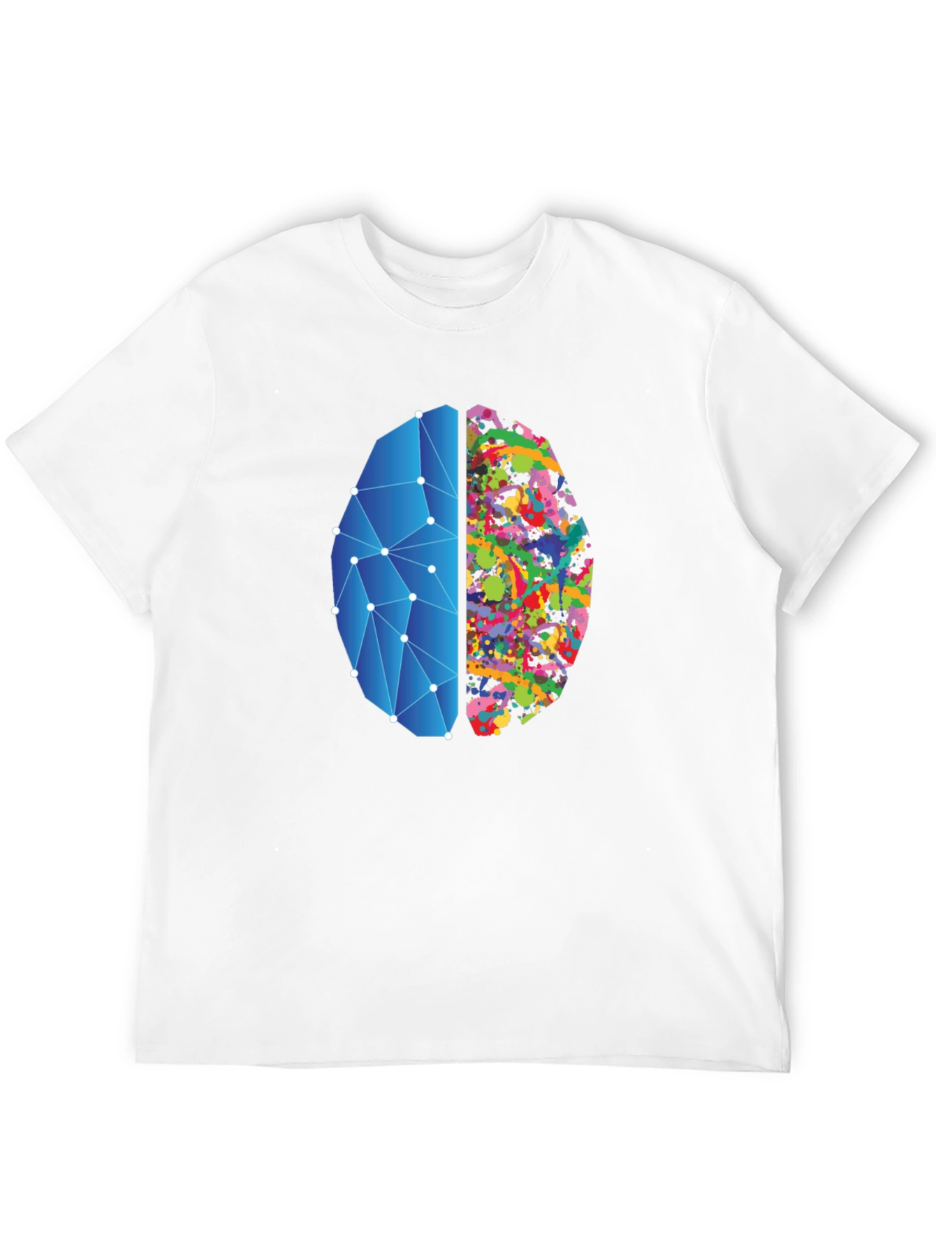 Brain Art Black T-Shirt - Left & Right Brain Design