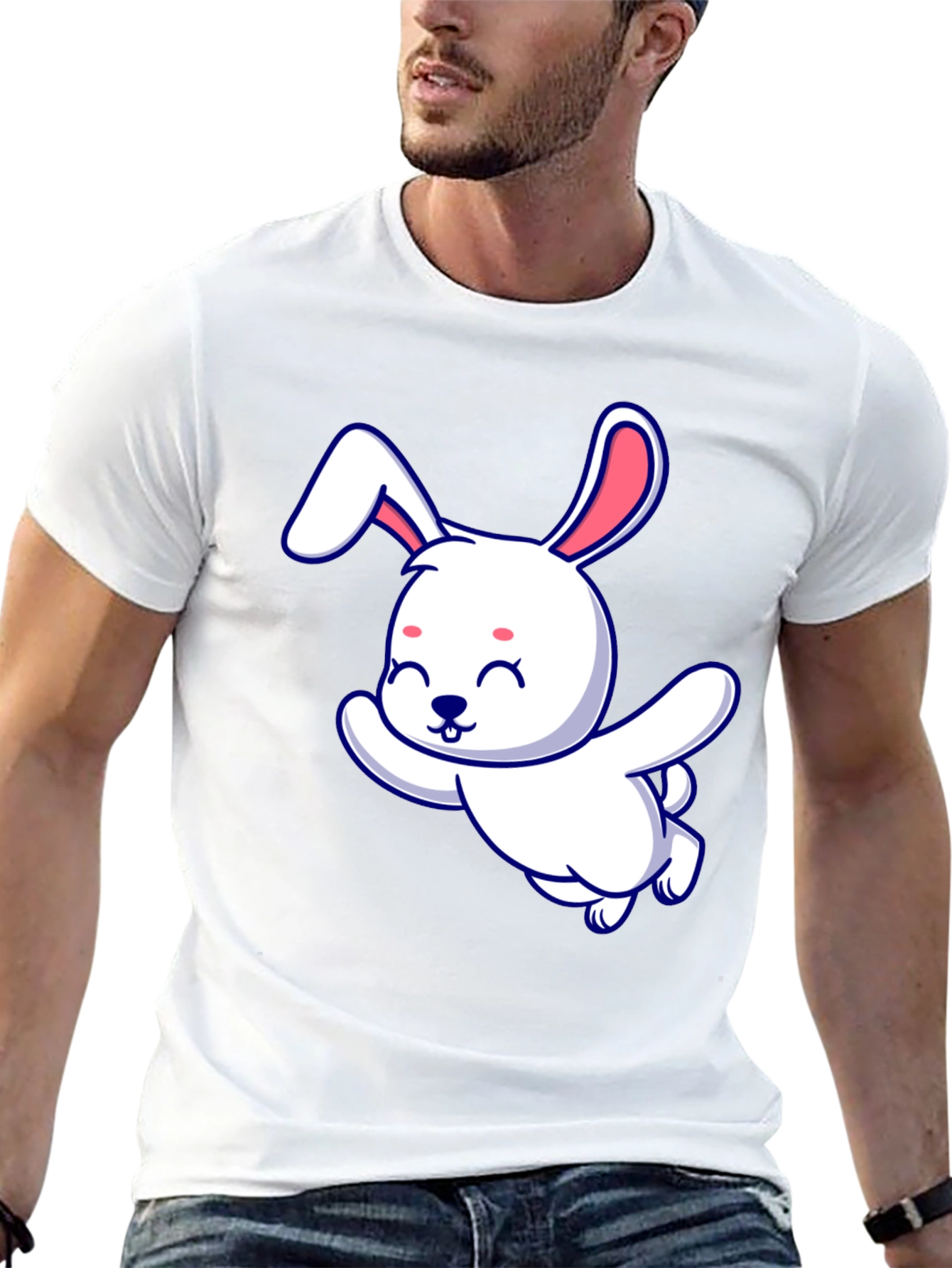 Cute Bunny Graphic Tee - Soft Cotton Blend