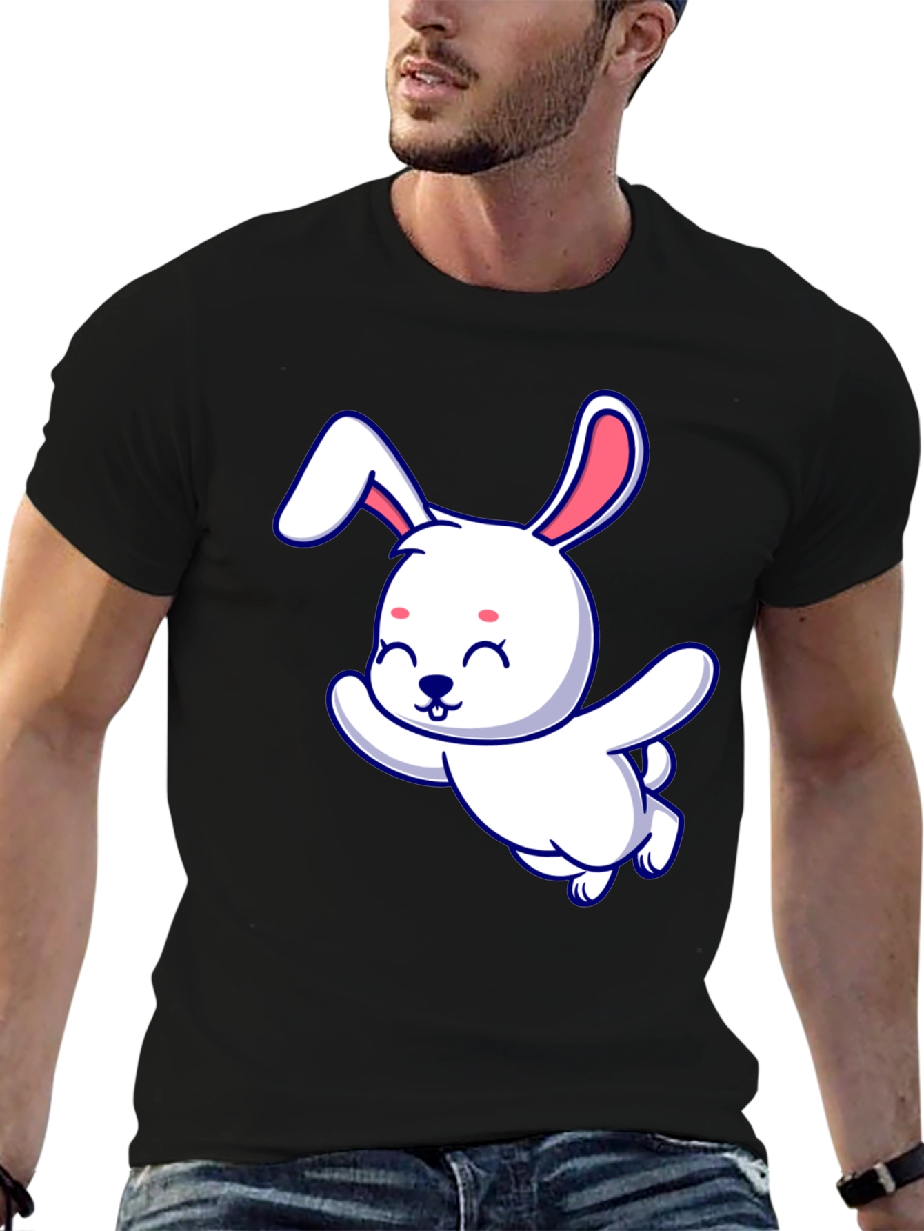 Cute Bunny Graphic Tee - Soft Cotton Blend