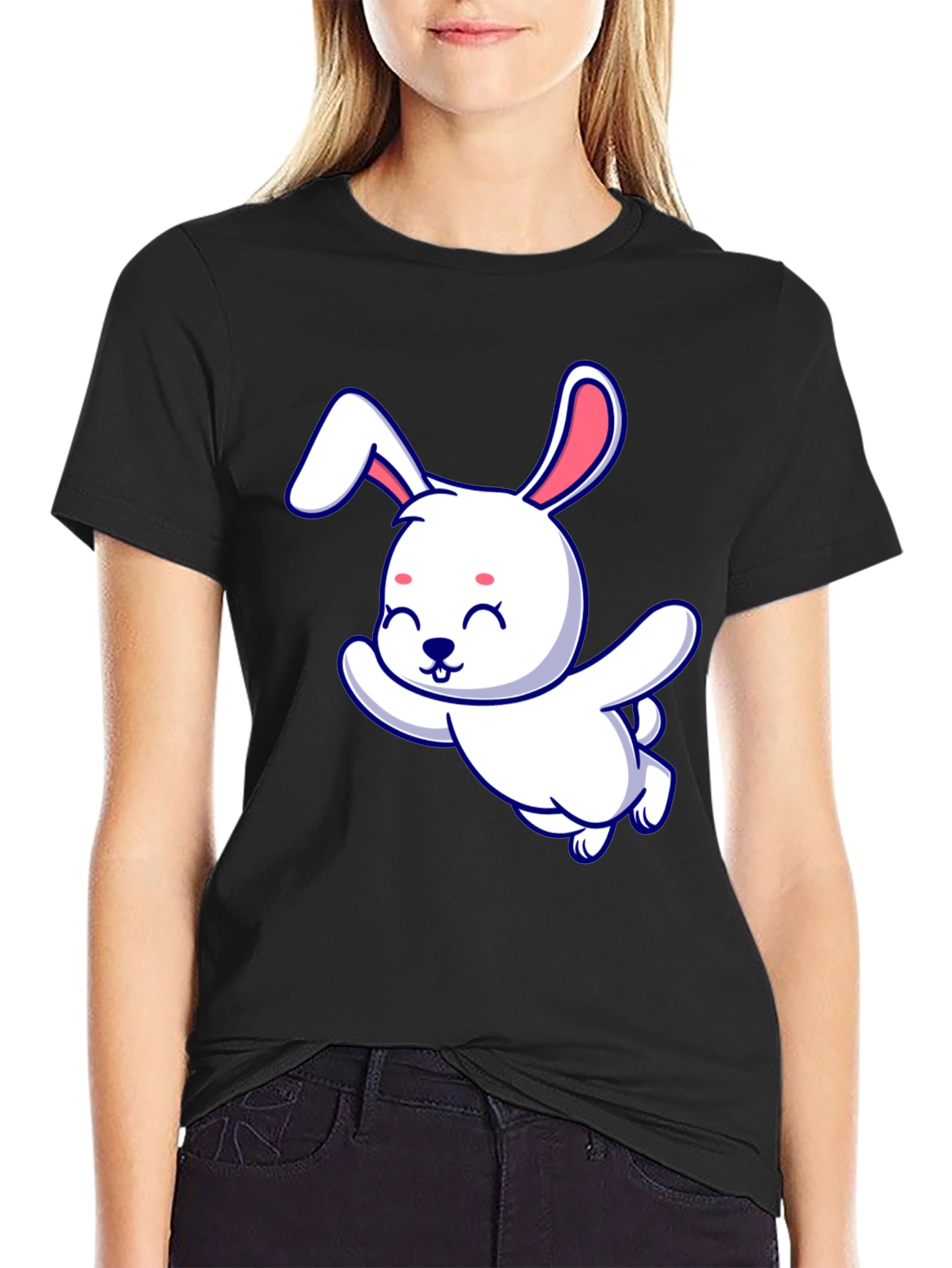 Cute Bunny Graphic Tee - Soft Cotton Blend
