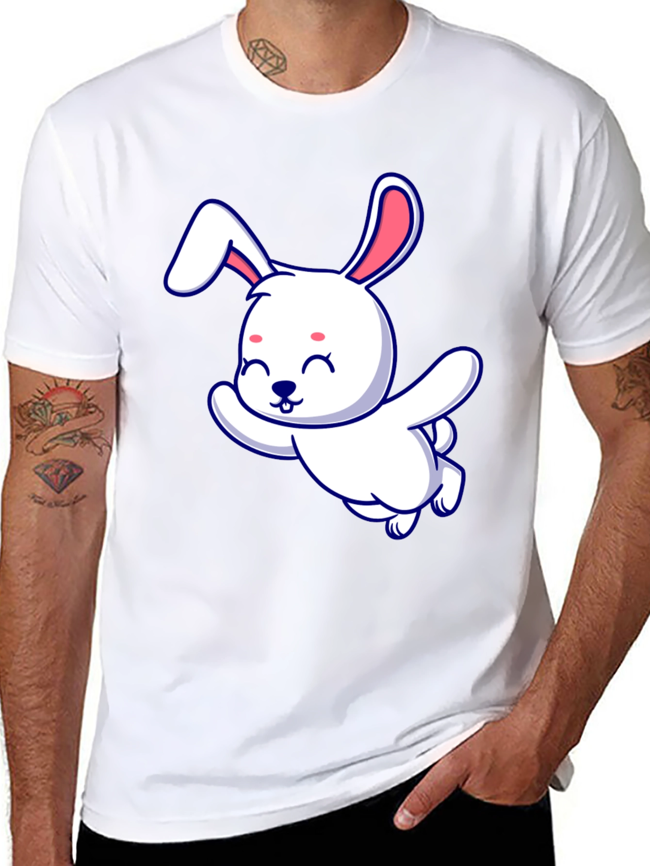Cute Bunny Graphic Tee - Soft Cotton Blend