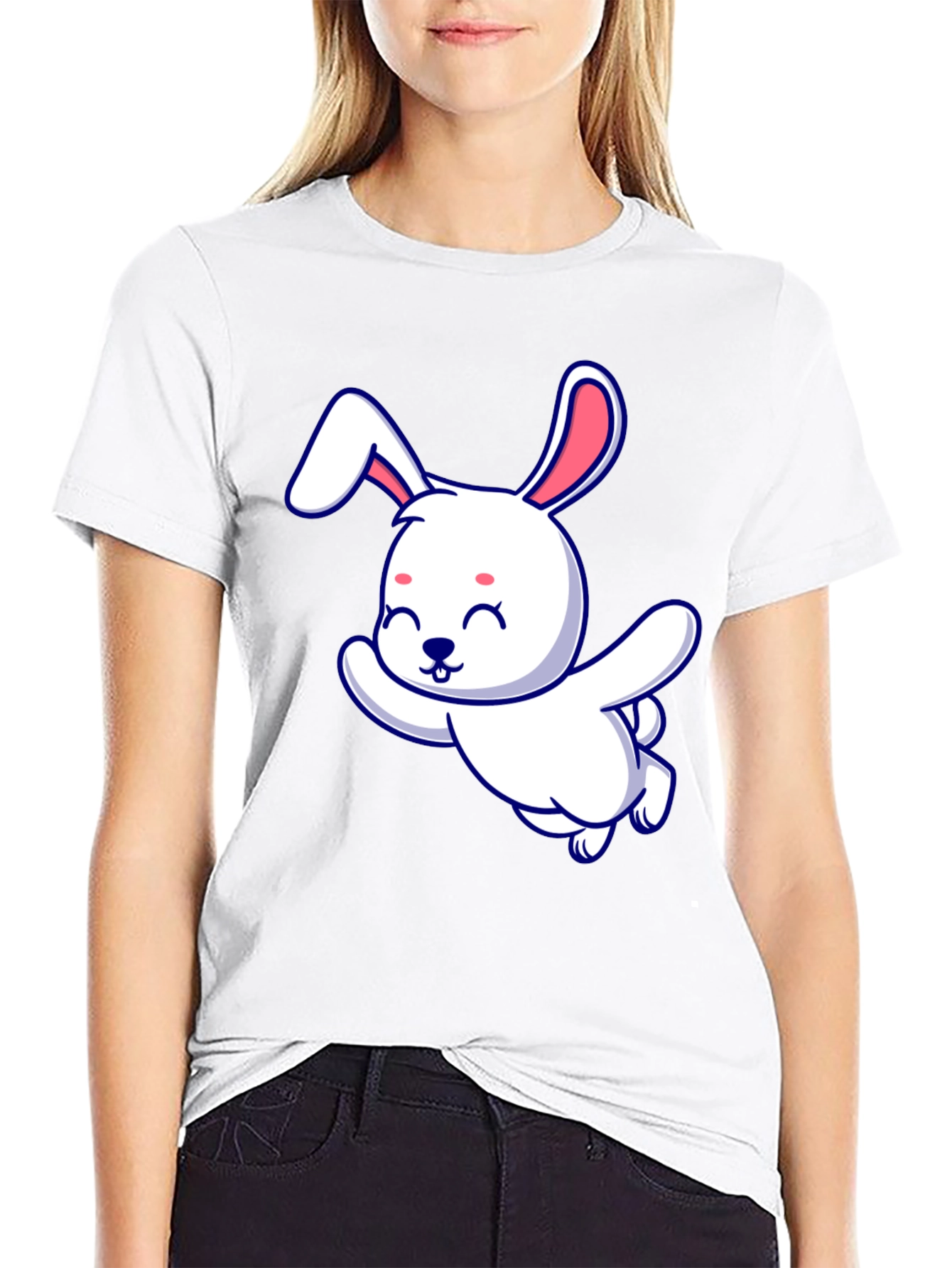 Cute Bunny Graphic Tee - Soft Cotton Blend
