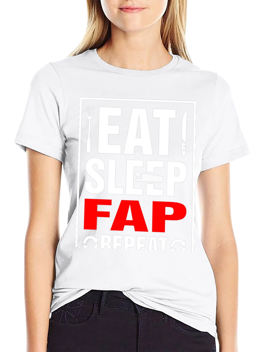 Eat Sleep Fap Repeat Graphic Tee - Black