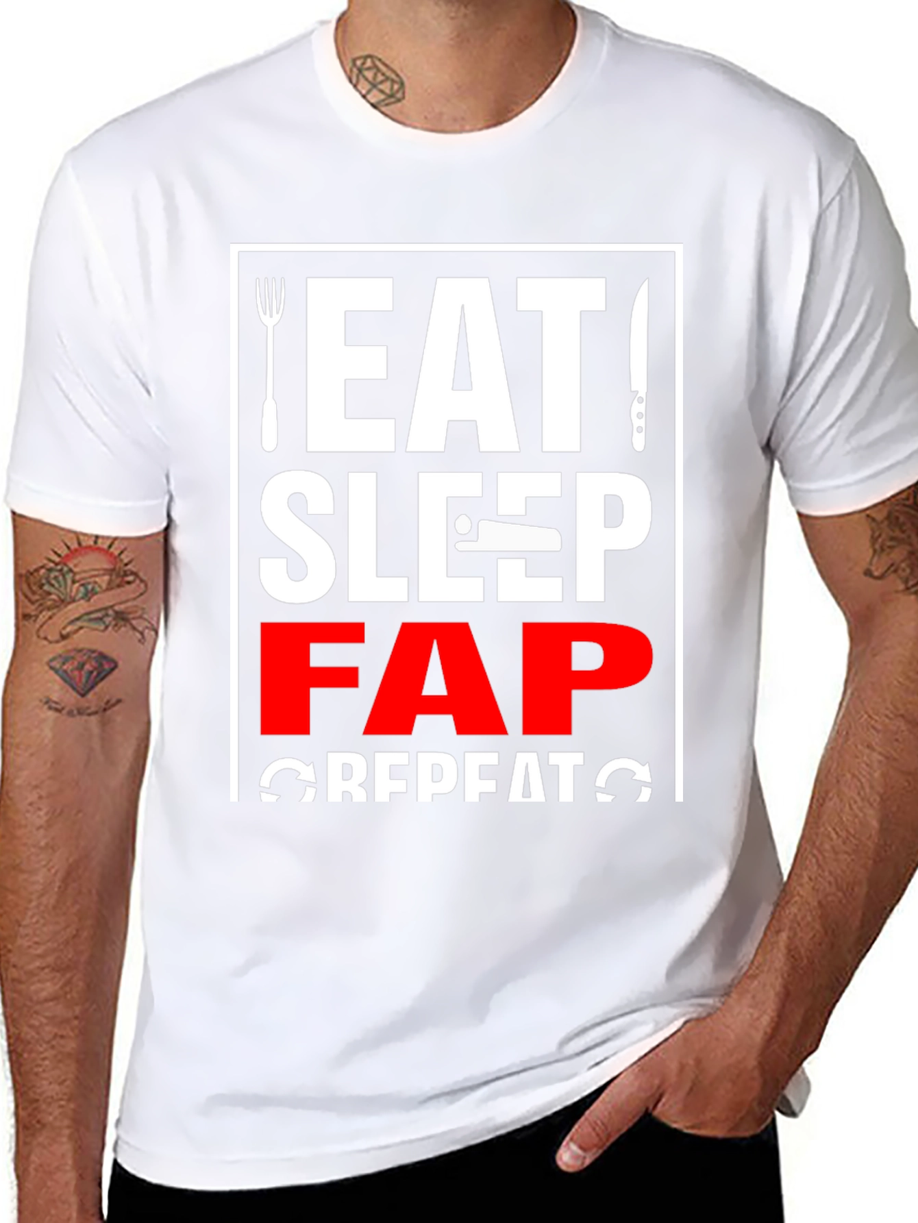 Eat Sleep Fap Repeat Graphic Tee - Black